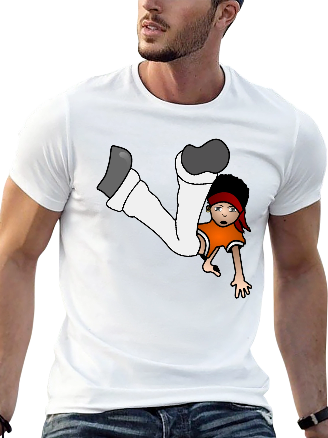 Cartoon Dancer Graphic T-Shirt Black