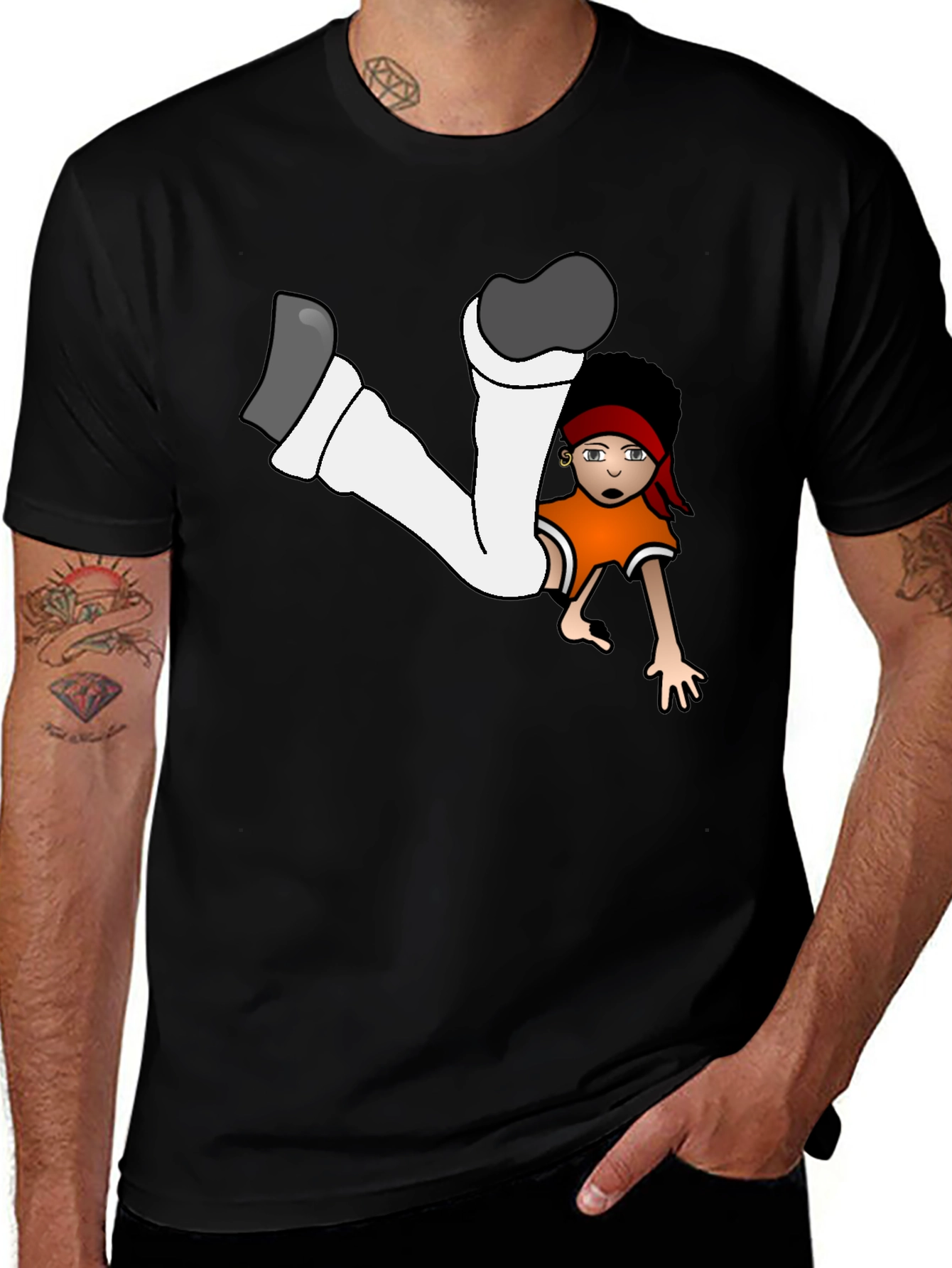 Cartoon Dancer Graphic T-Shirt Black