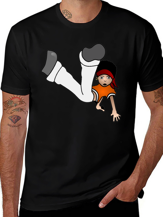 Cartoon Dancer Graphic T-Shirt Black
