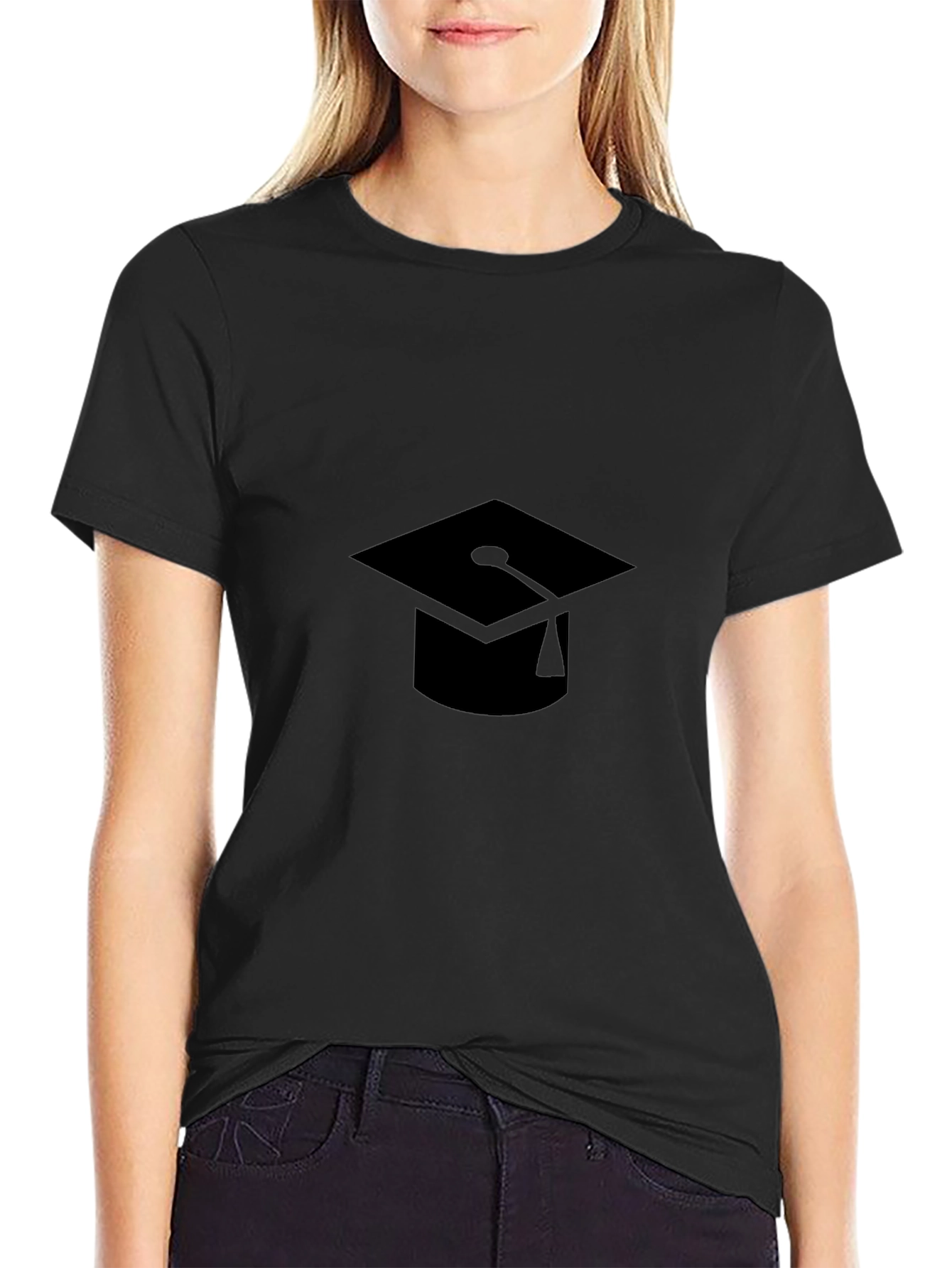 Graduation Cap Graphic Black T-Shirt