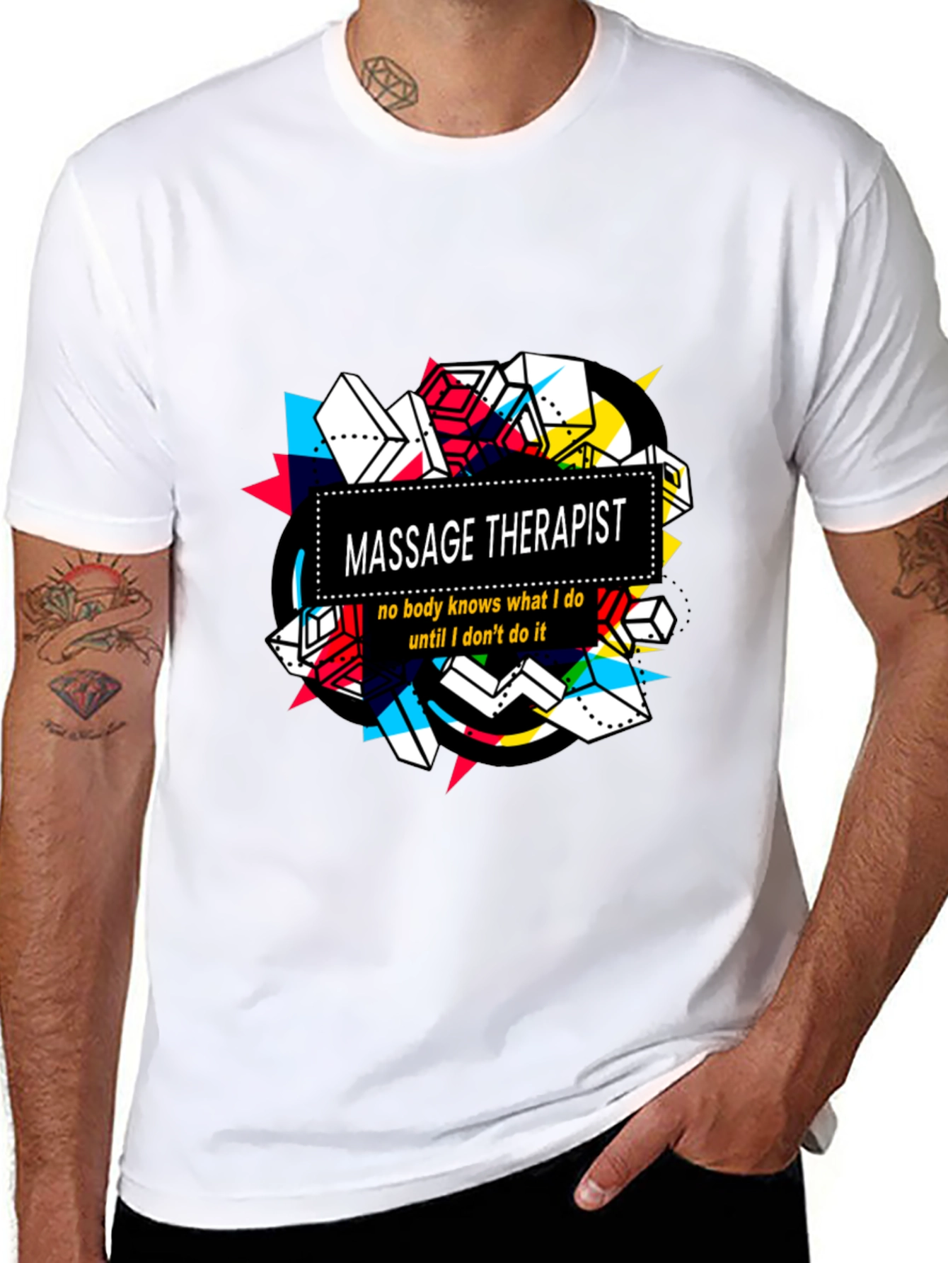 Massage Therapist T-Shirt - Unique Geometric Design