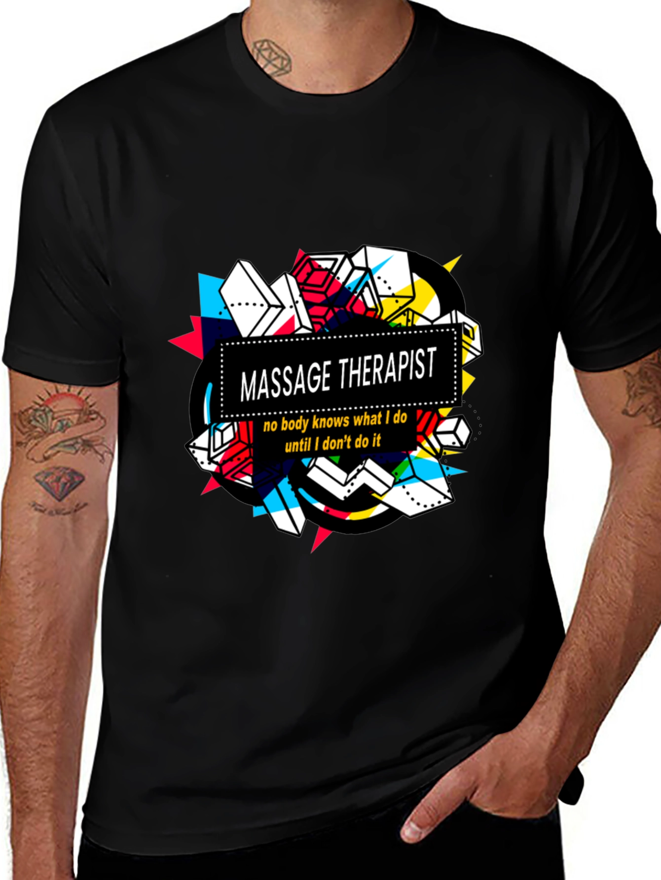 Massage Therapist T-Shirt - Unique Geometric Design