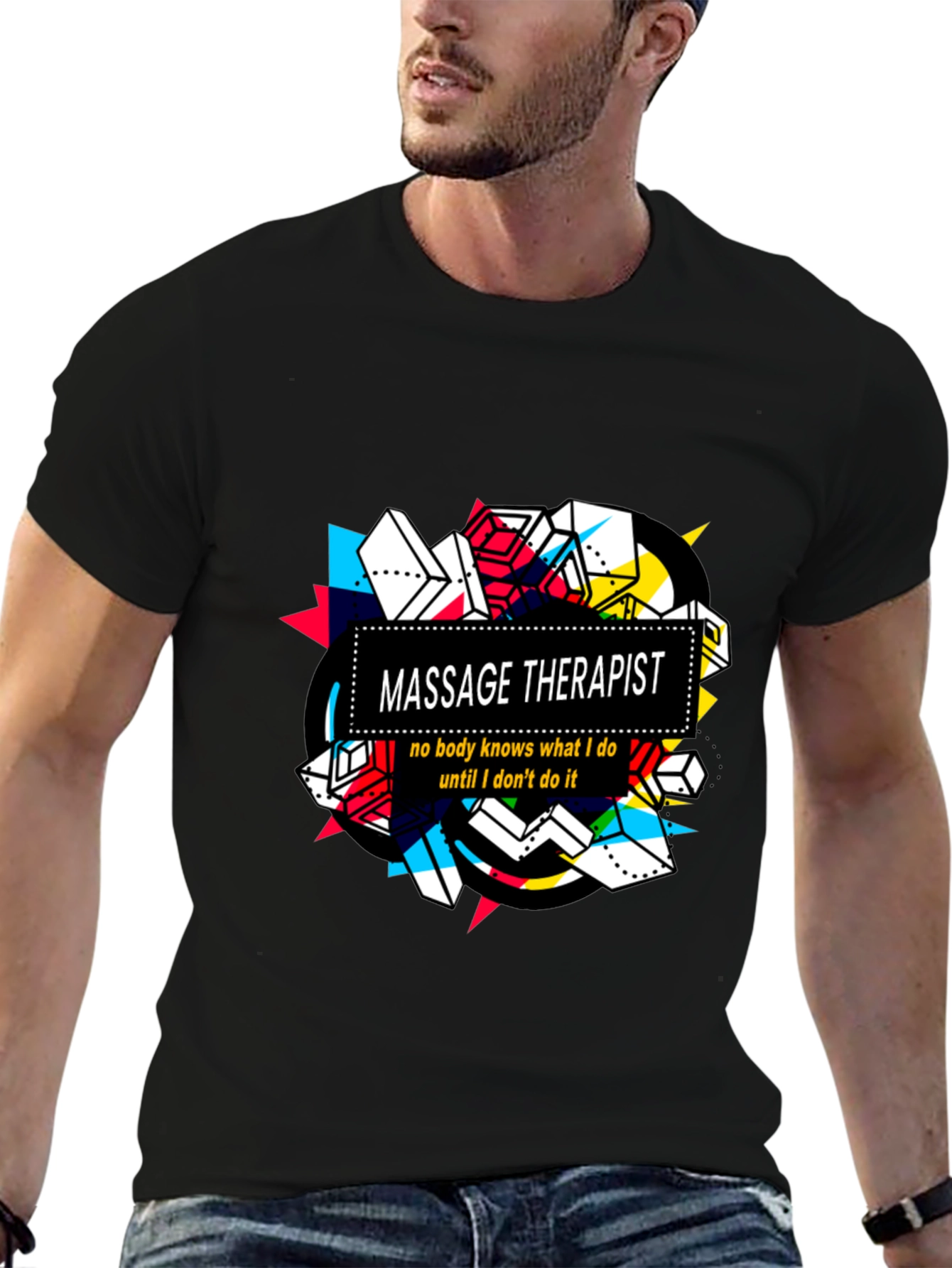 Massage Therapist T-Shirt - Unique Geometric Design