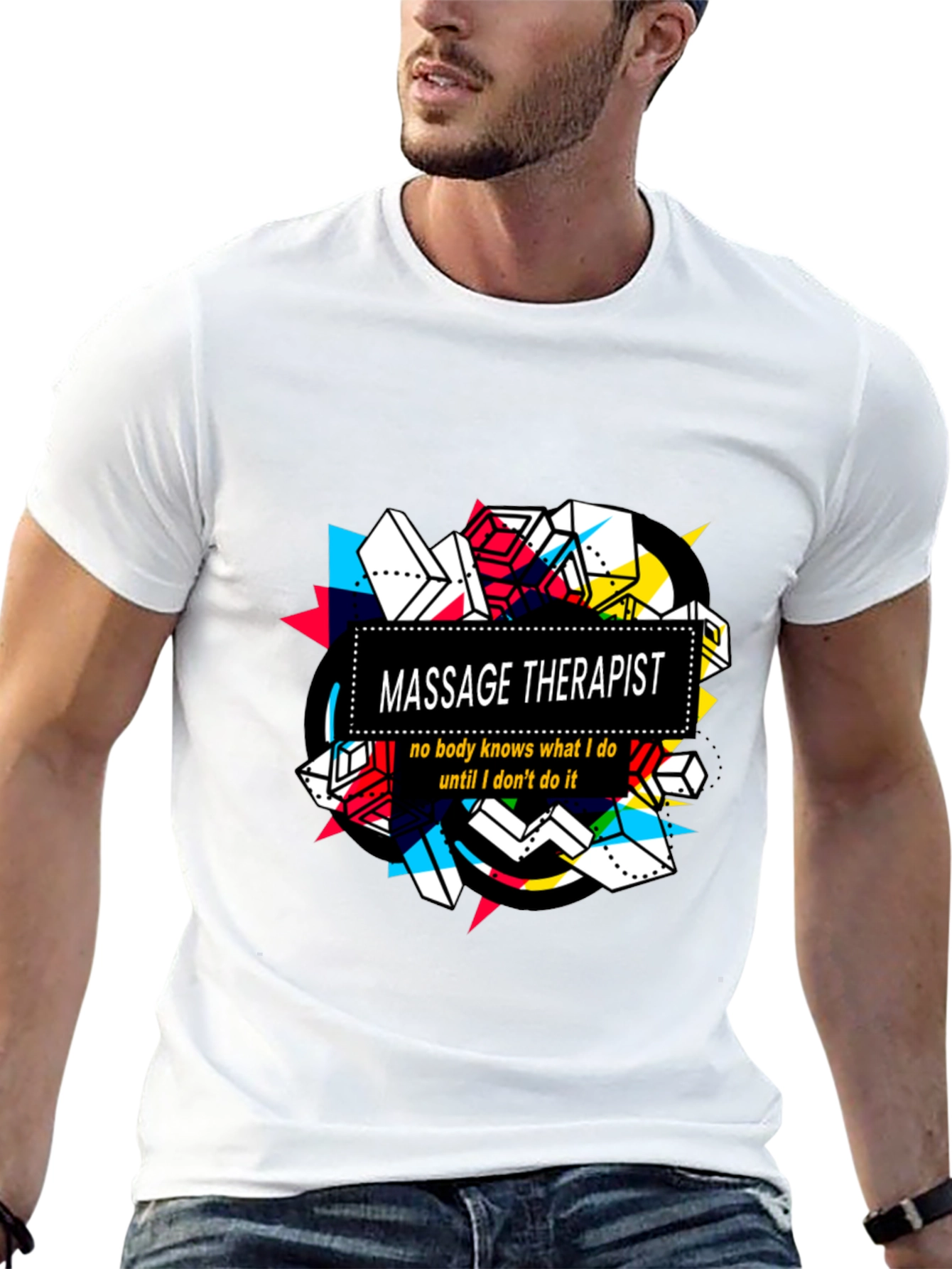 Massage Therapist T-Shirt - Unique Geometric Design