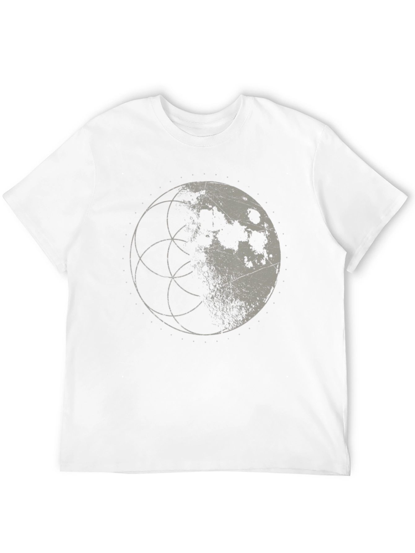 Lunar Geometry Graphic Tee - Black Cotton Shirt
