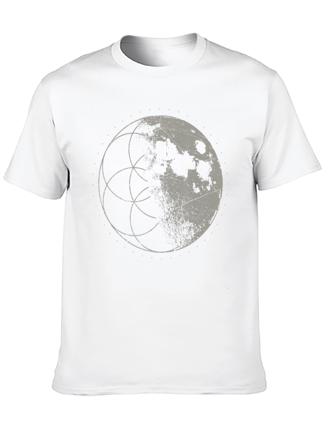 Lunar Geometry Graphic Tee - Black Cotton Shirt