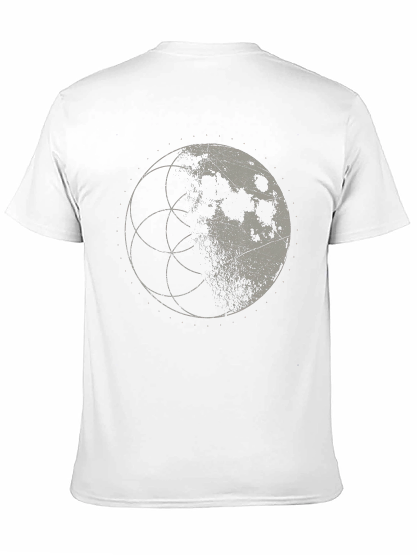 Lunar Geometry Graphic Tee - Black Cotton Shirt
