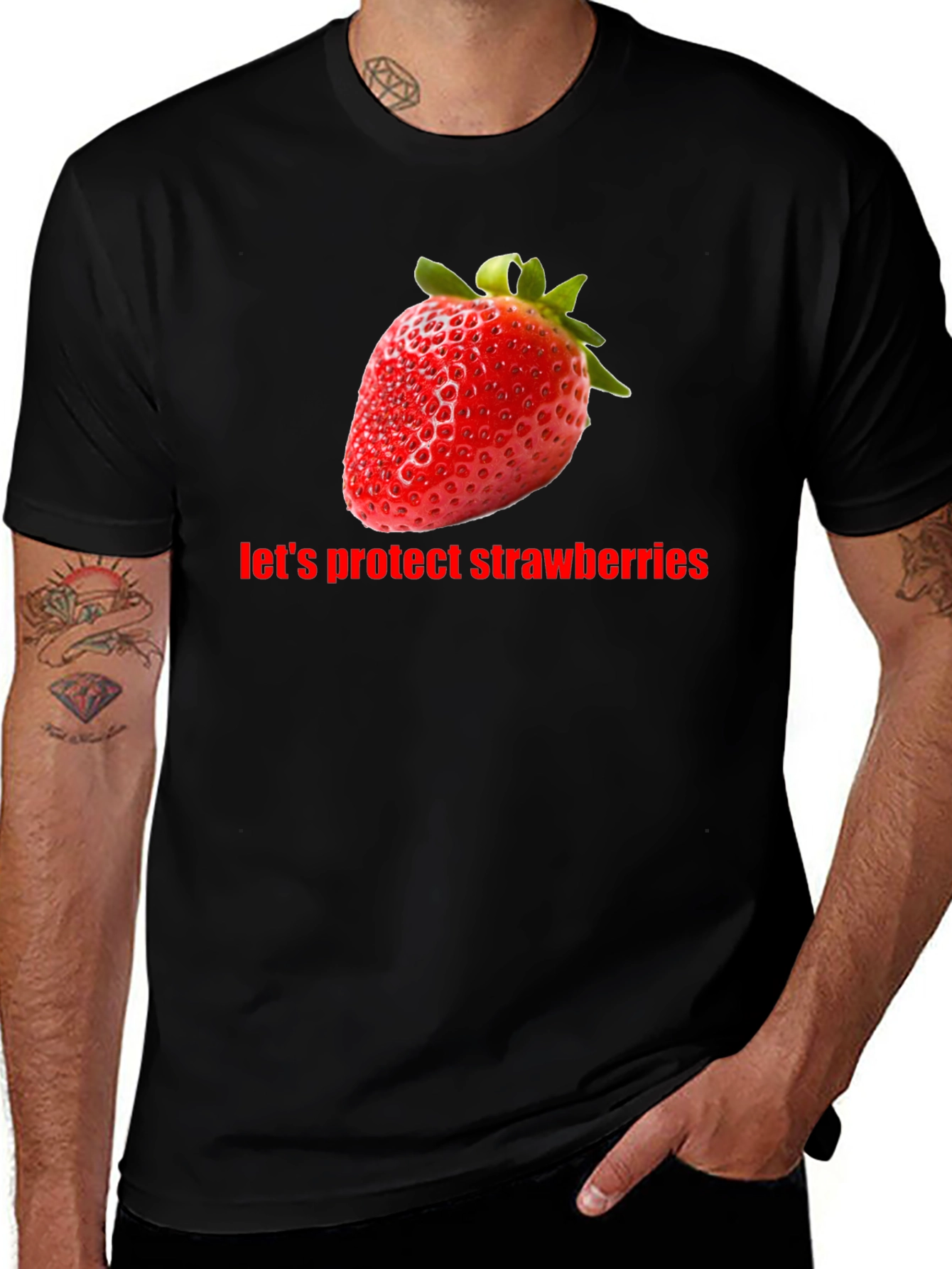 Protect Strawberries Tee - Black Unisex T-Shirt
