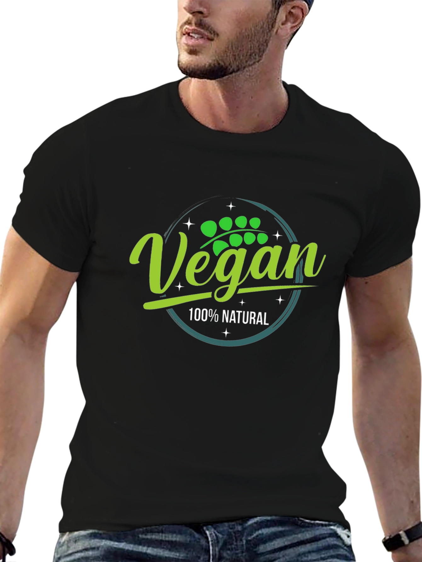 Vegan 100% Natural Black T-Shirt