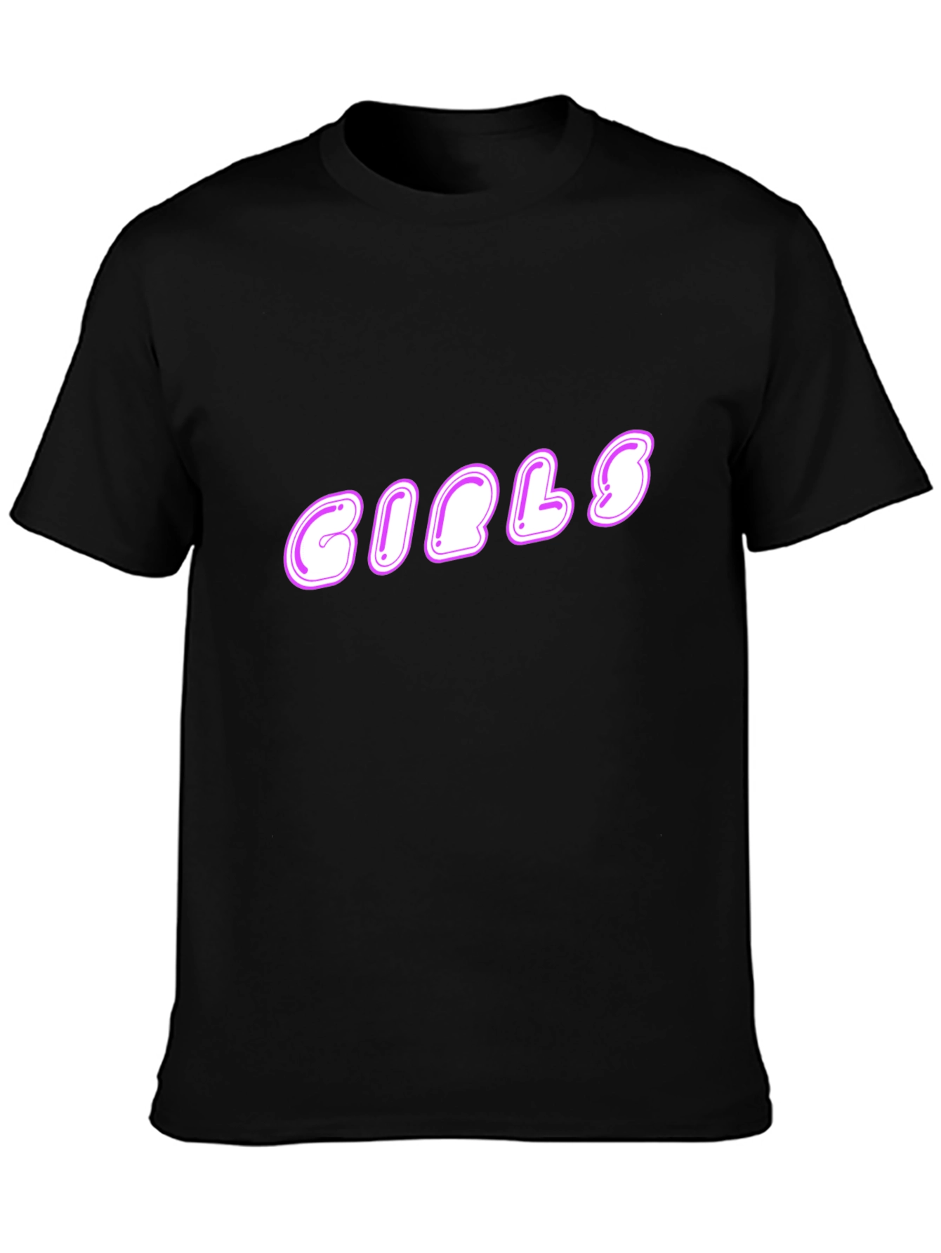 Girls Graphic Print Black T-Shirt