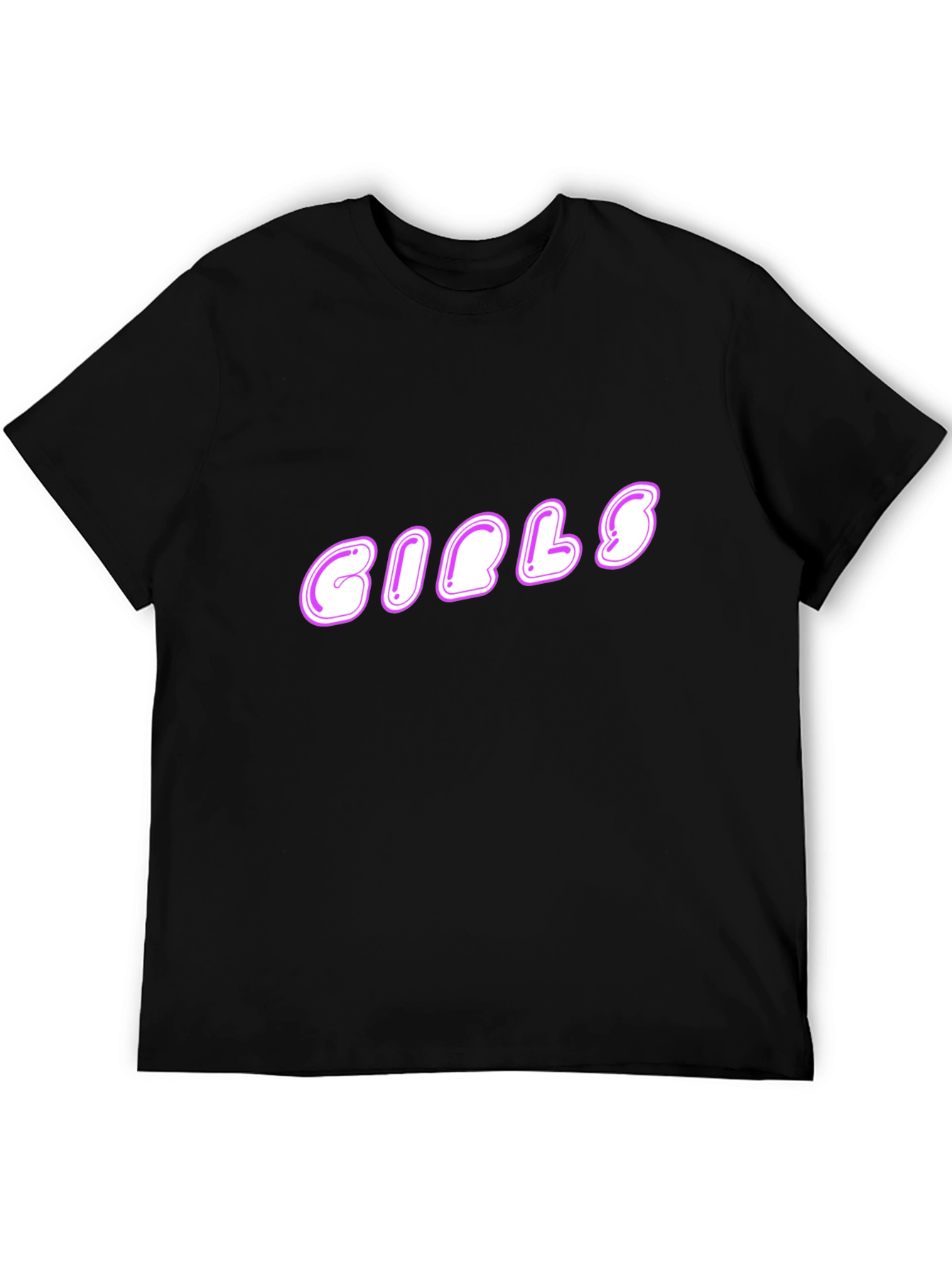 Girls Graphic Print Black T-Shirt