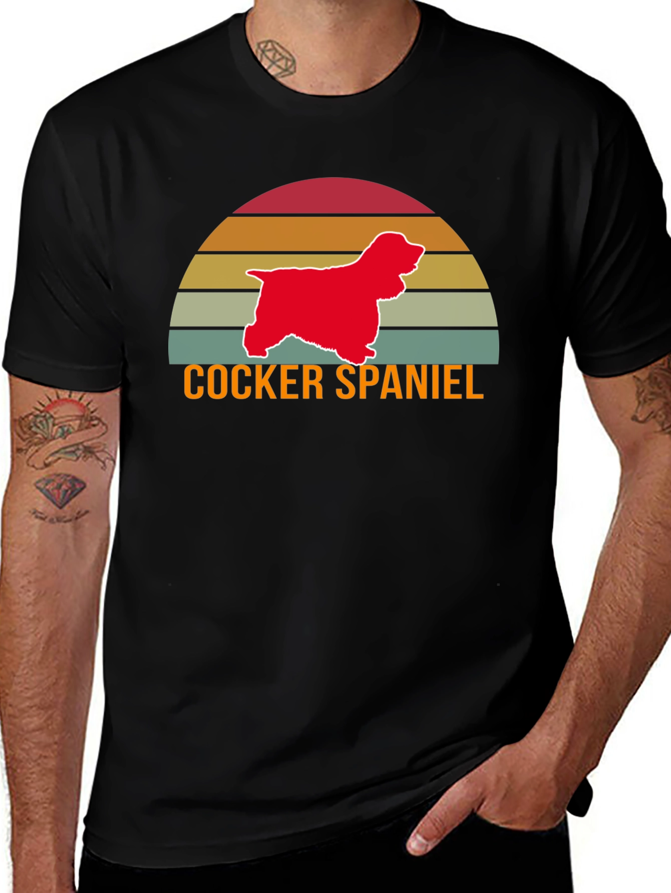 Cocker Spaniel Retro Sunset T-Shirt