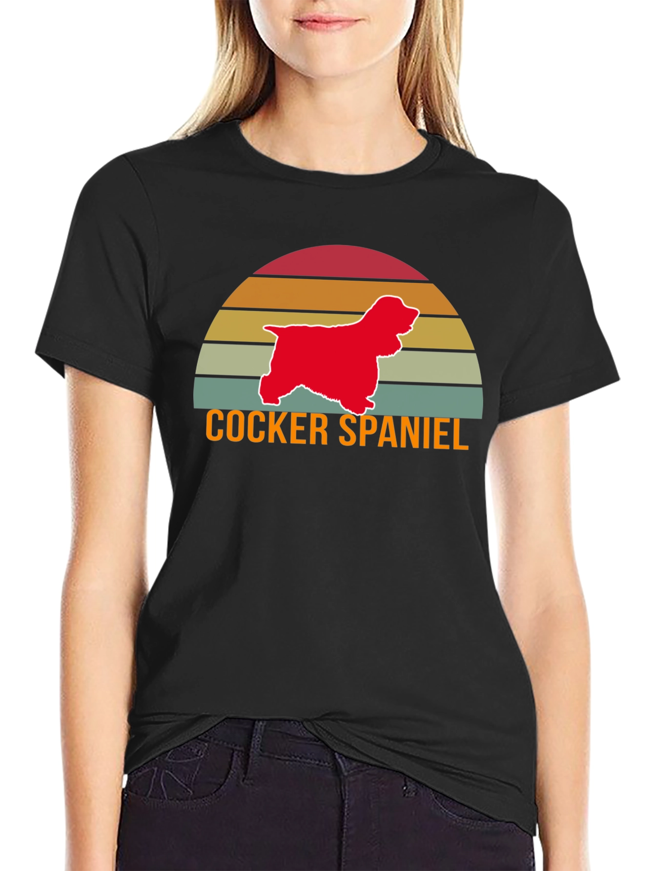 Cocker Spaniel Retro Sunset T-Shirt