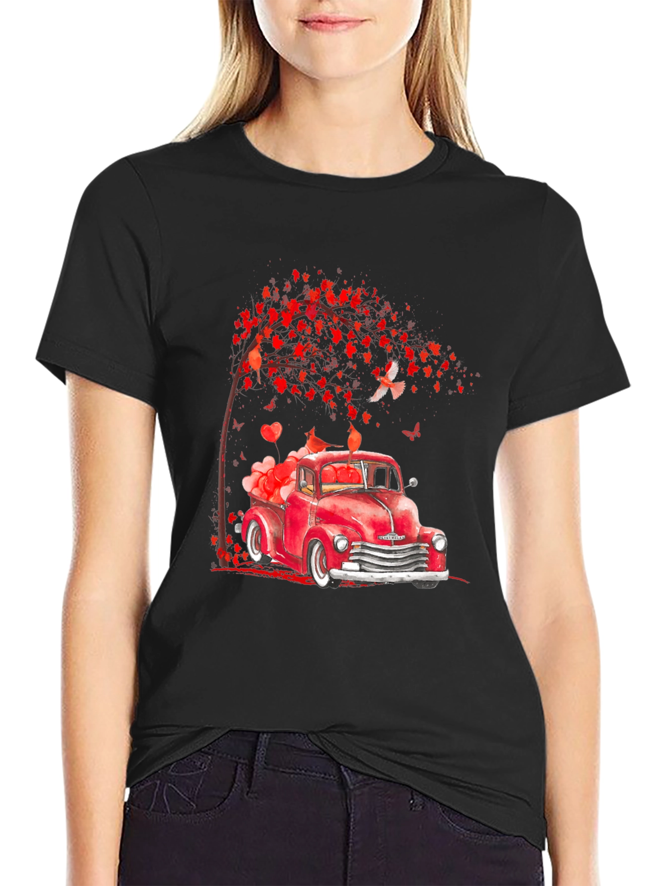 Valentines Red Truck Graphic T-Shirt