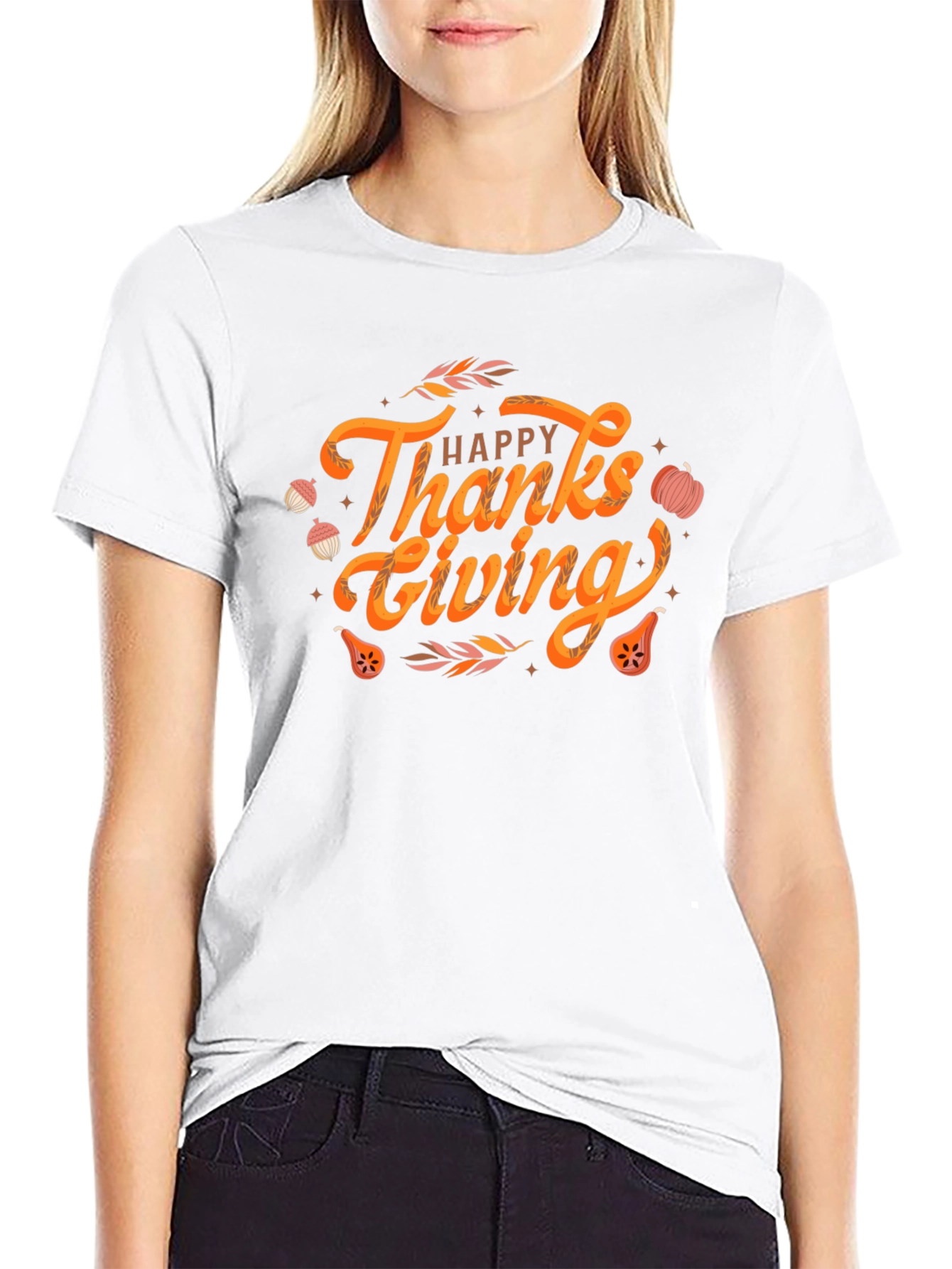 Happy Thanksgiving Graphic Tee - Black