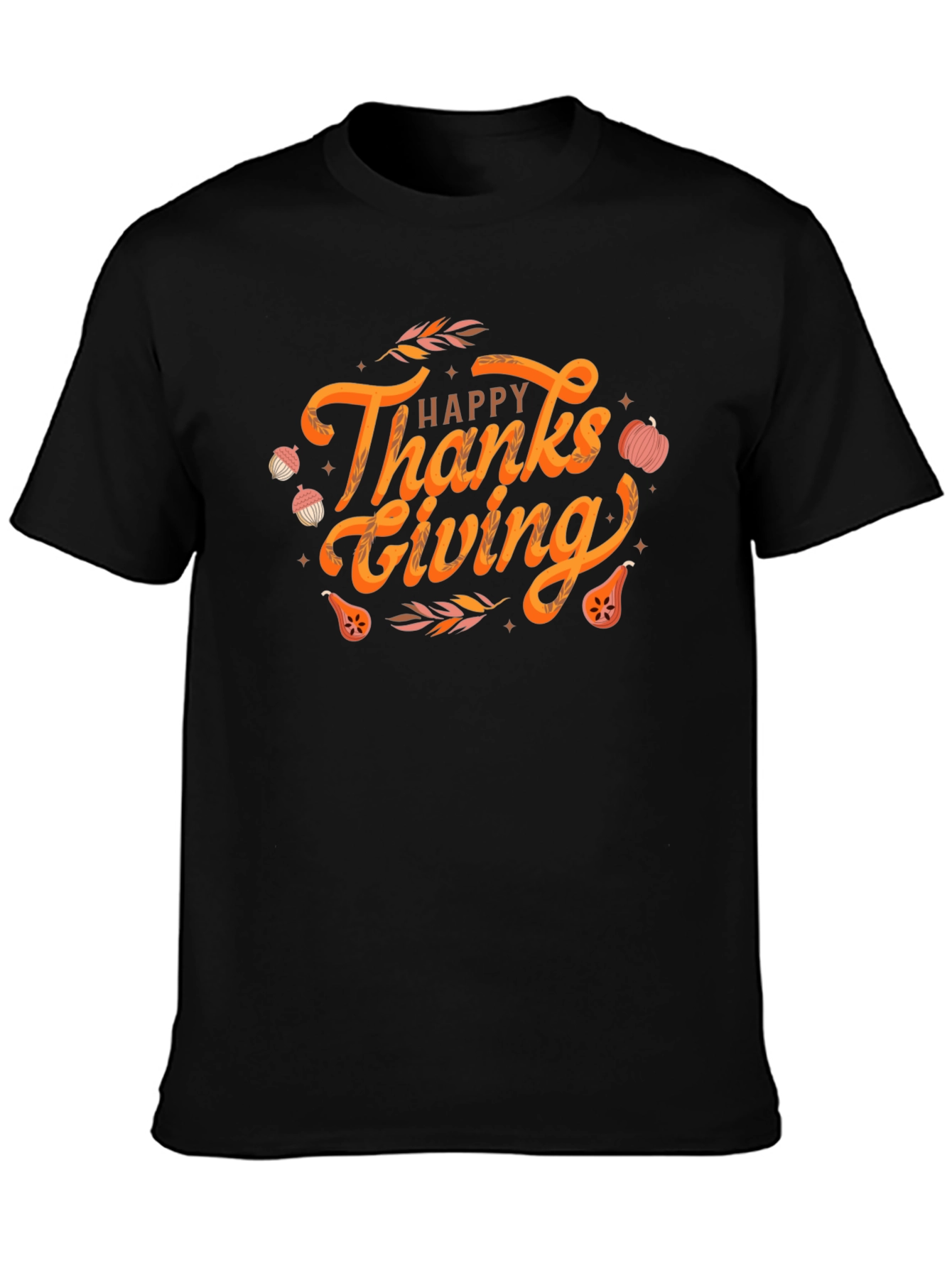 Happy Thanksgiving Graphic Tee - Black