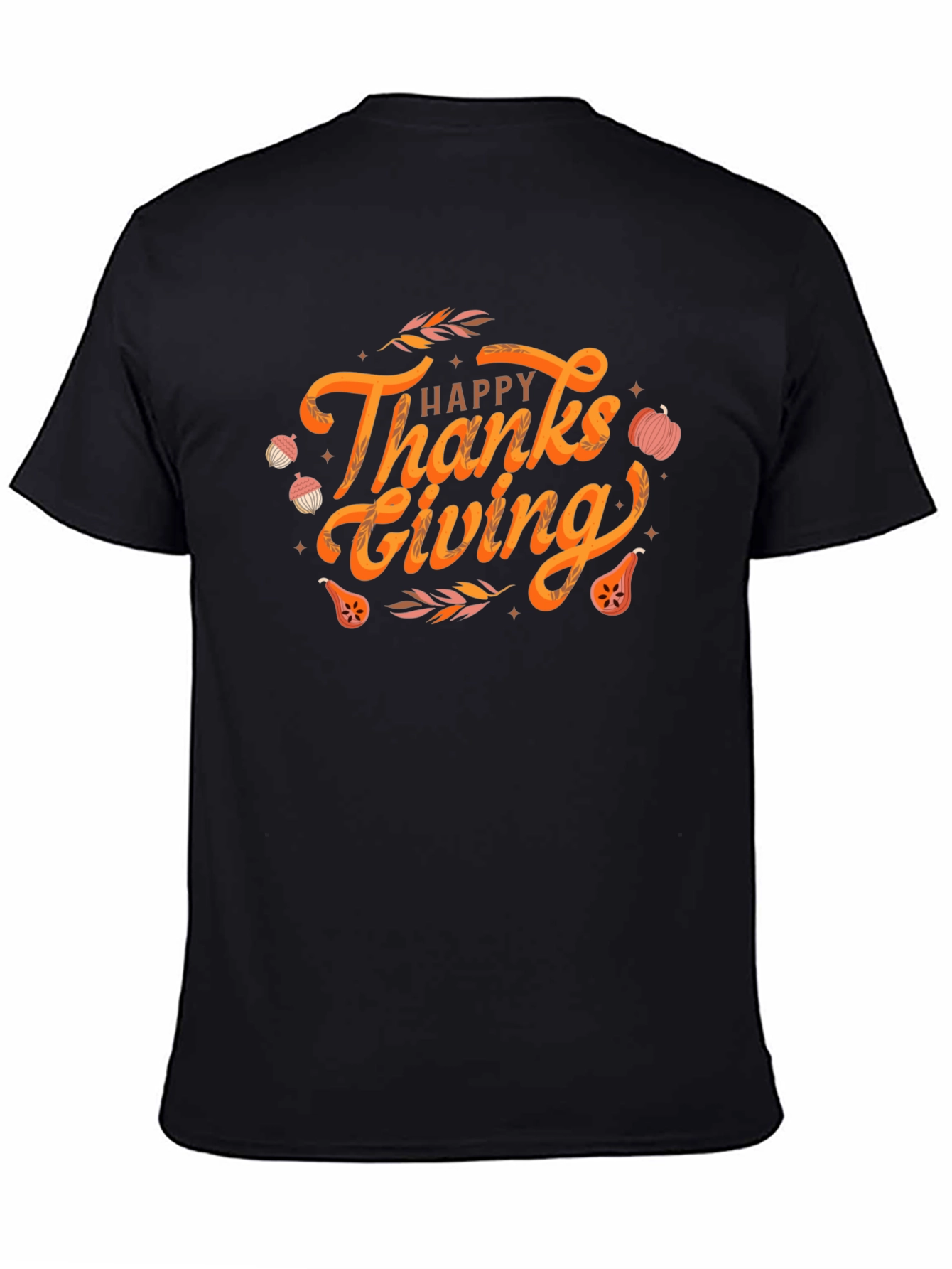 Happy Thanksgiving Graphic Tee - Black