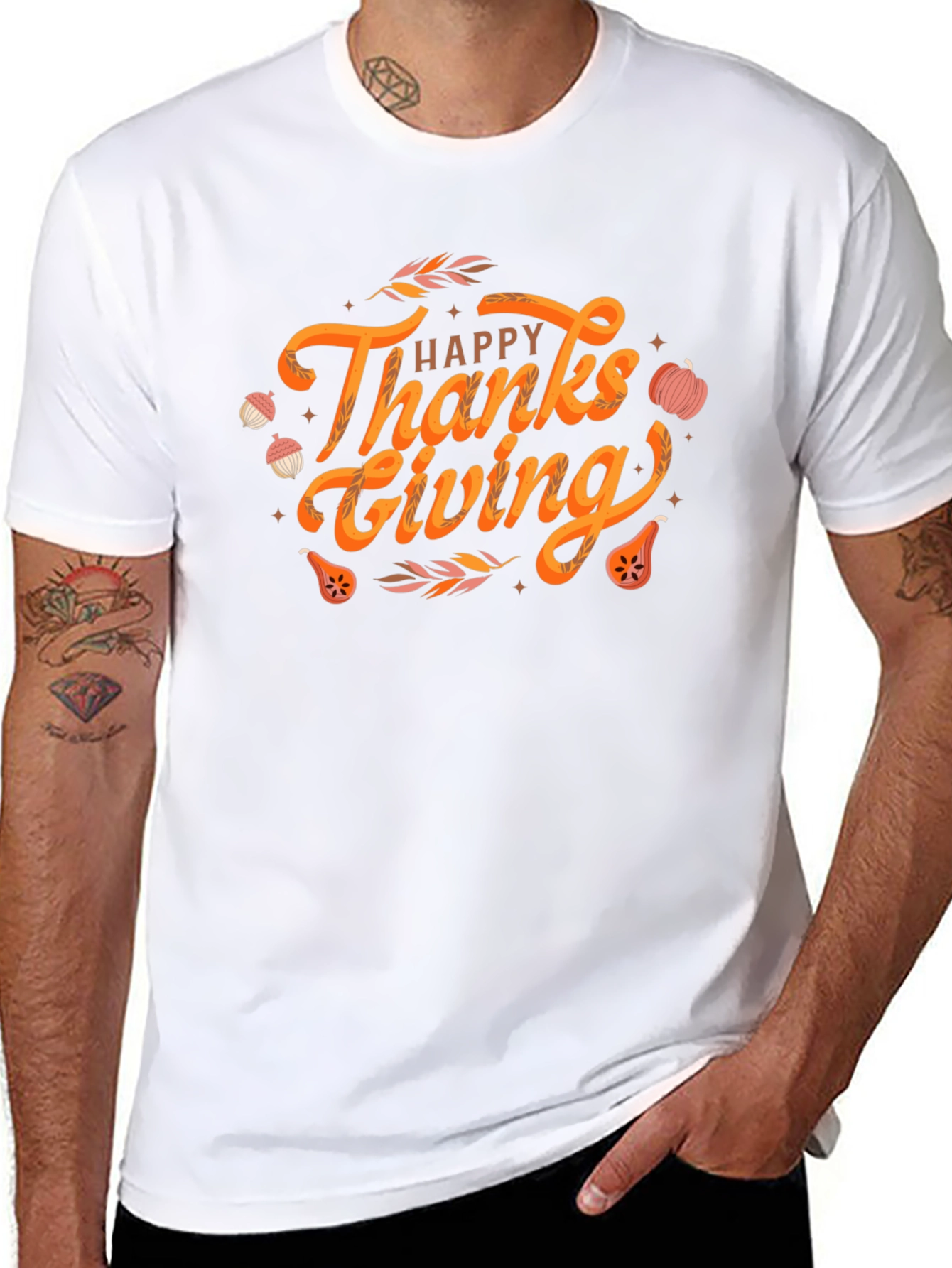 Happy Thanksgiving Graphic Tee - Black