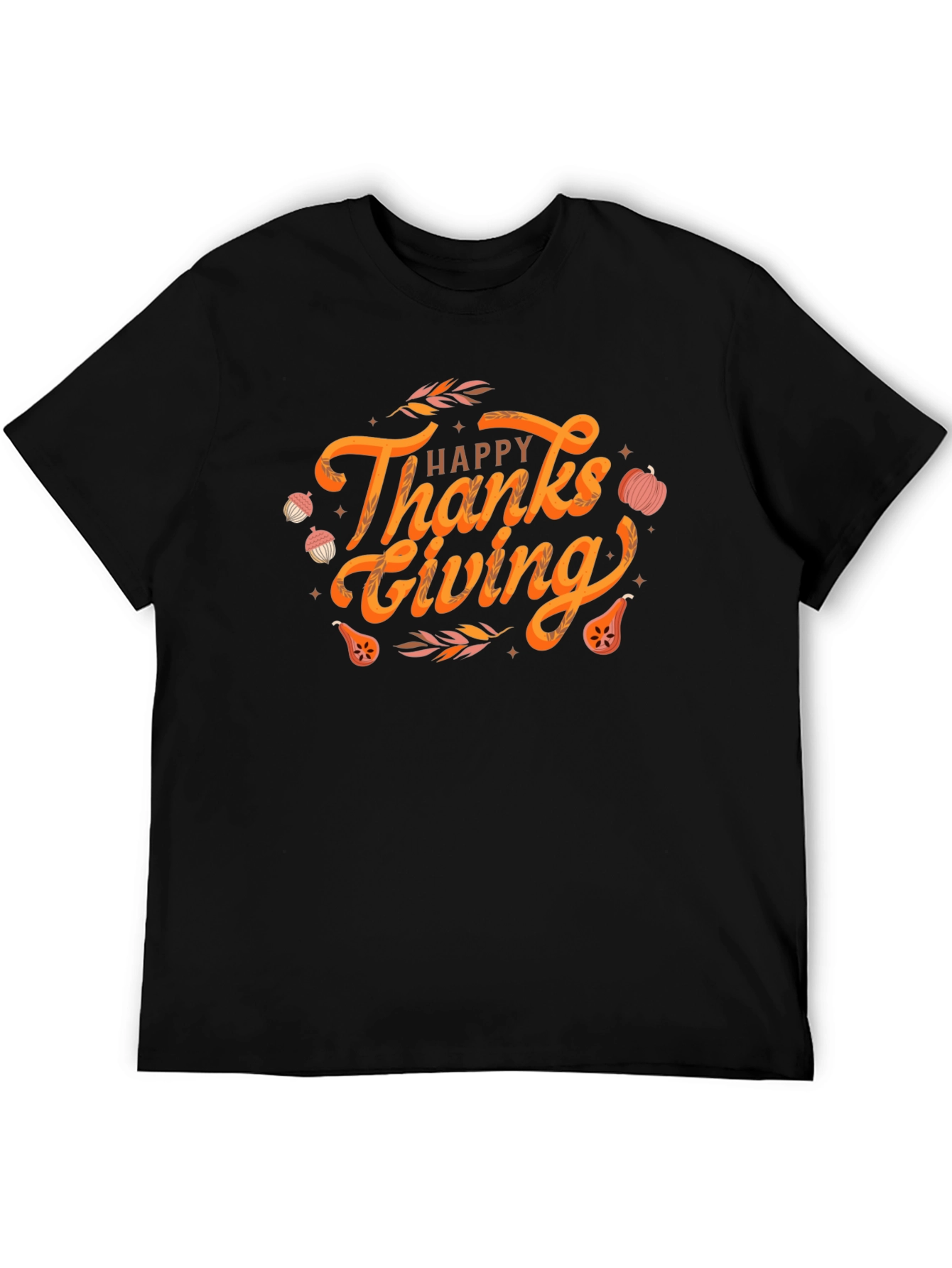 Happy Thanksgiving Graphic Tee - Black