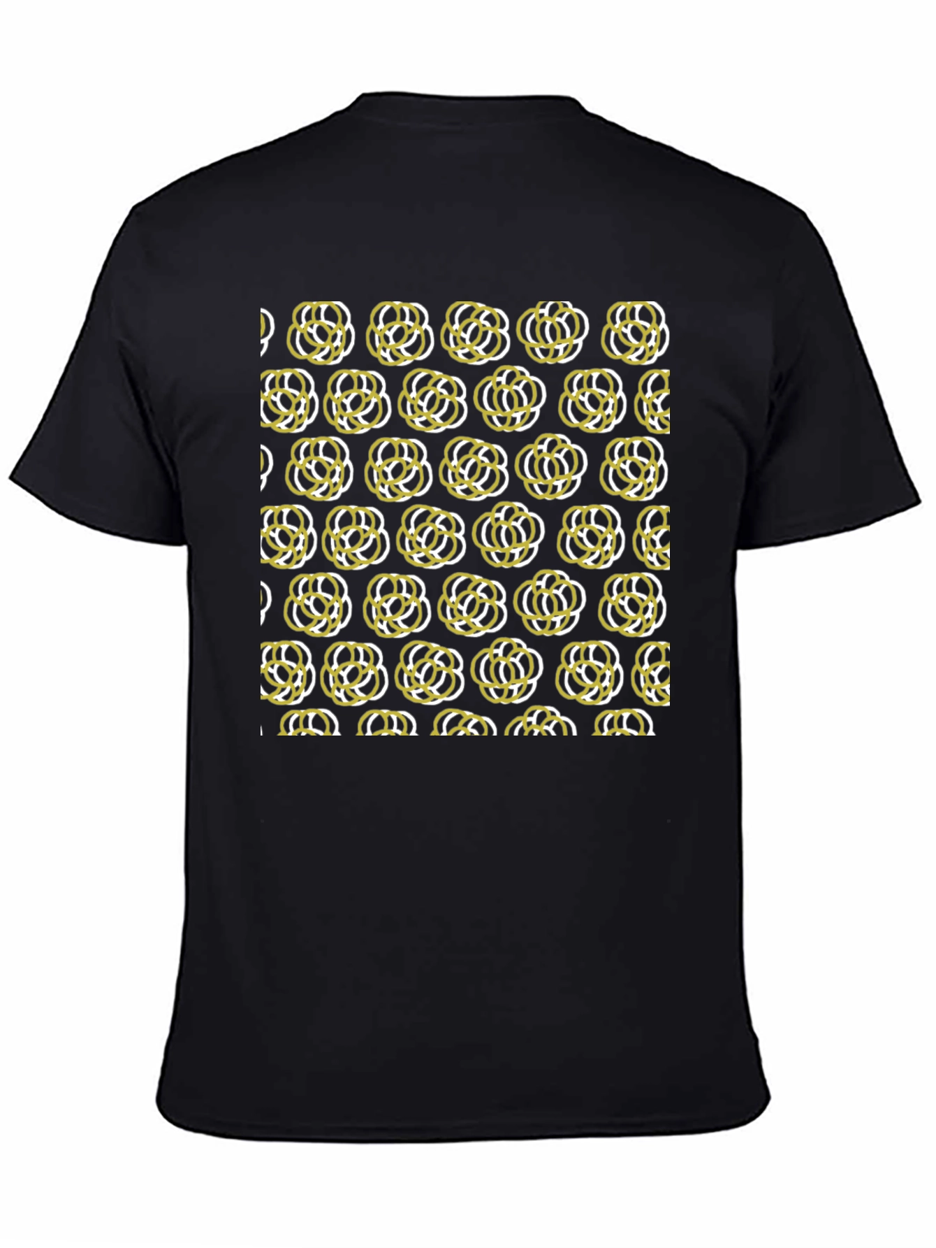 Abstract Floral Patterned Black T-Shirt