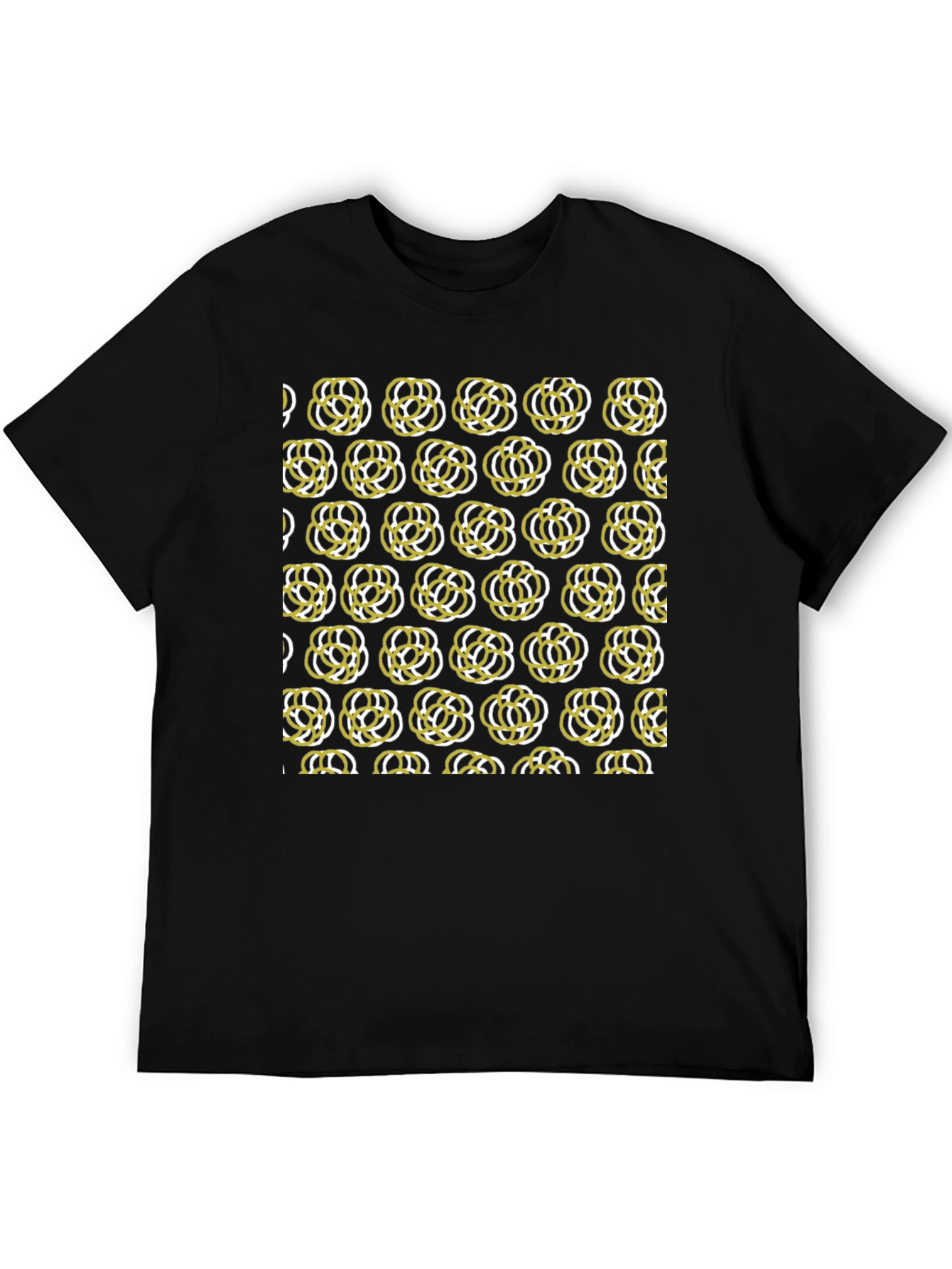 Abstract Floral Patterned Black T-Shirt