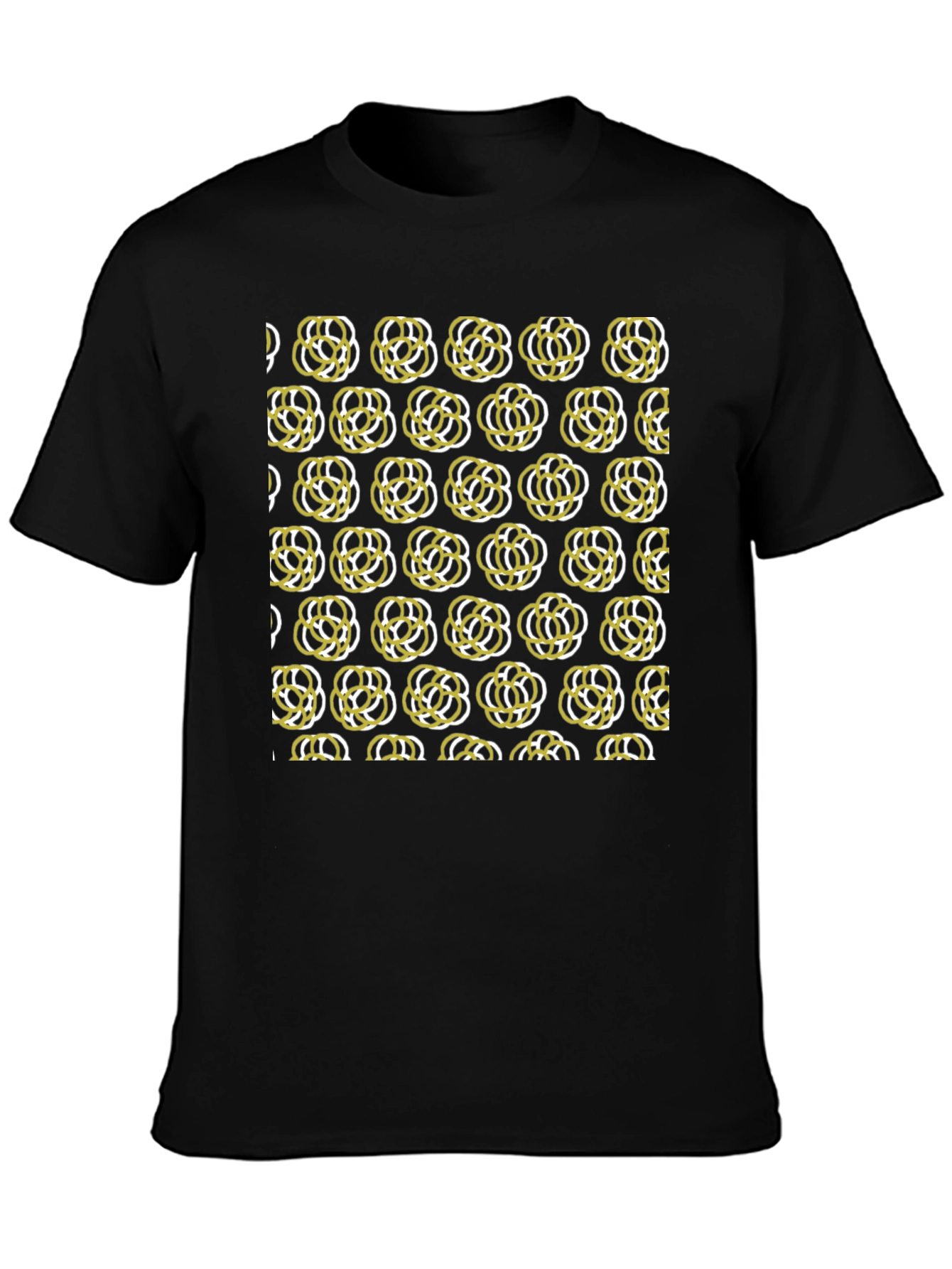 Abstract Floral Patterned Black T-Shirt