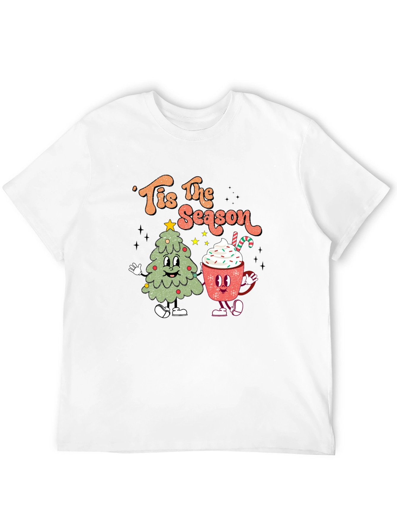 Tis the Season Christmas Tree & Cocoa Black T-Shirt