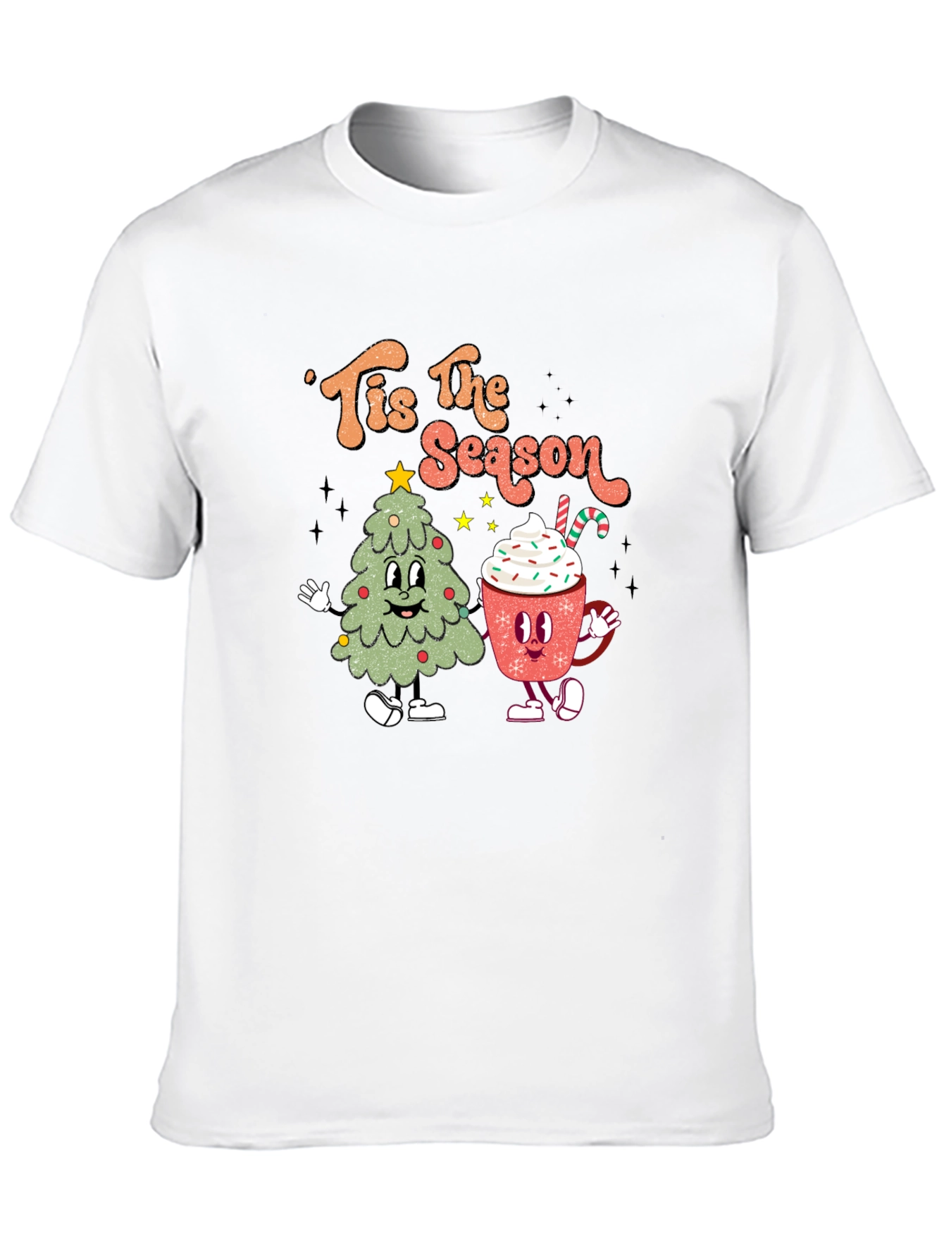Tis the Season Christmas Tree & Cocoa Black T-Shirt
