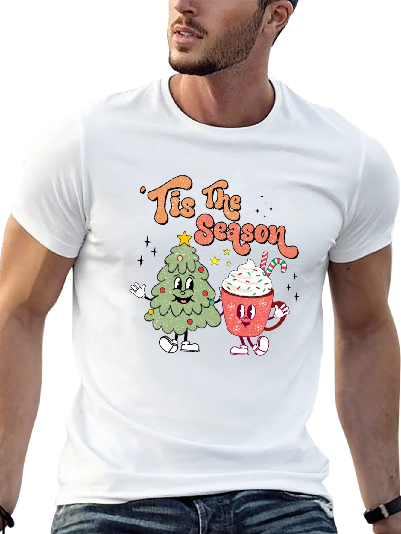 Tis the Season Christmas Tree & Cocoa Black T-Shirt