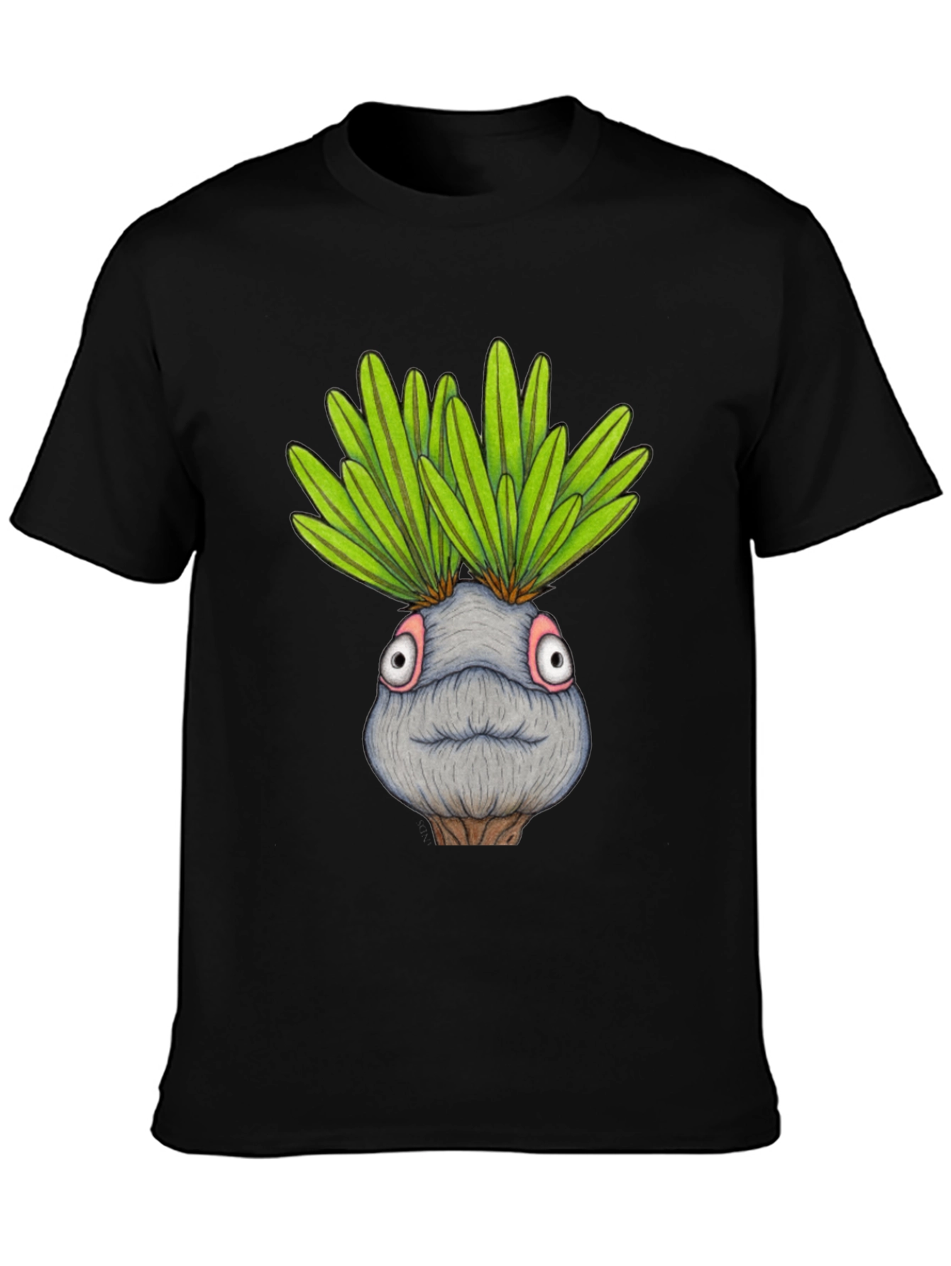 Funny Plant Head Graphic T-Shirt - Black