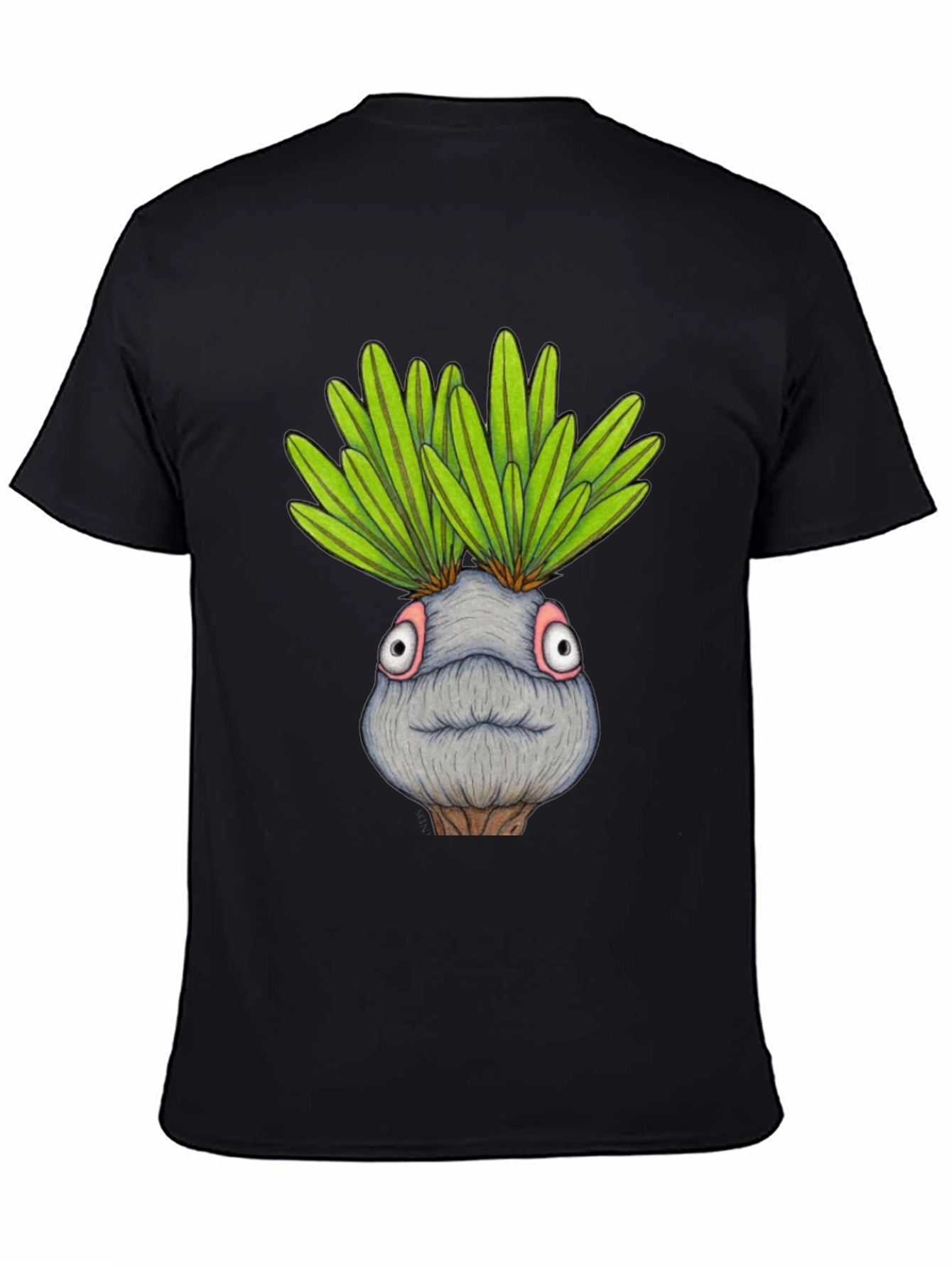 Funny Plant Head Graphic T-Shirt - Black