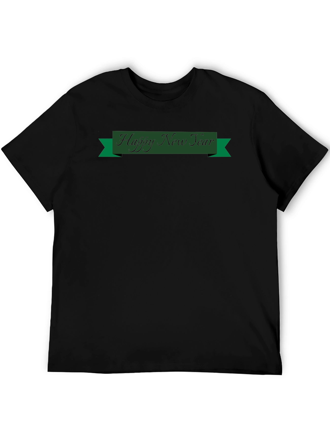 Happy New Year Graphic Tee - Black Cotton Blend