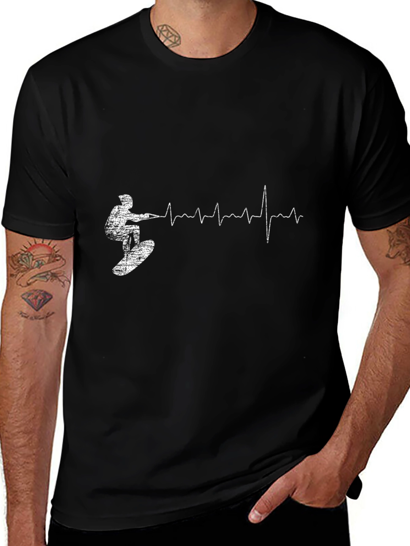 Wakeboard Heartbeat T-Shirt - Black