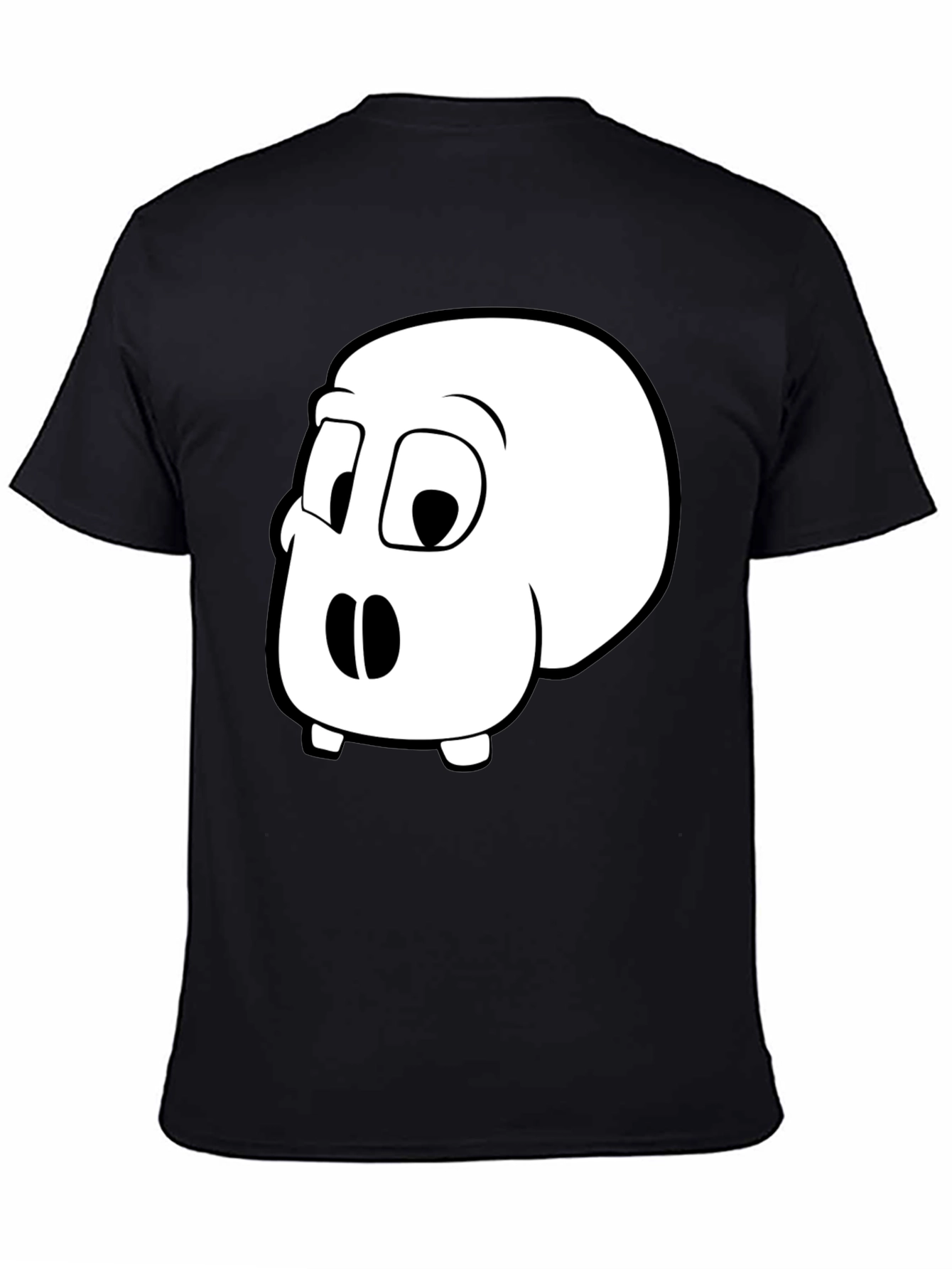 Cartoon Skull Graphic T-Shirt - Black