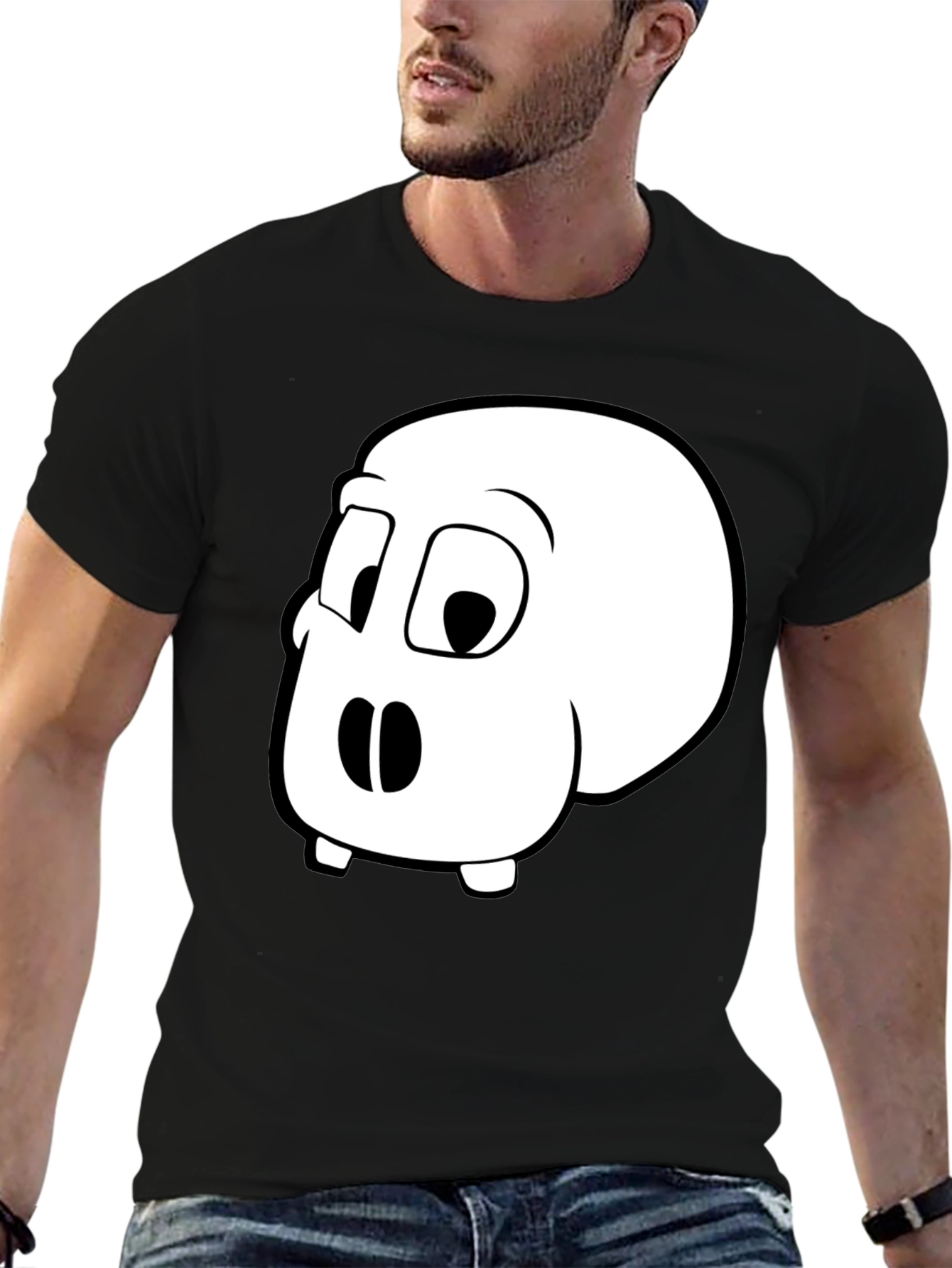 Cartoon Skull Graphic T-Shirt - Black
