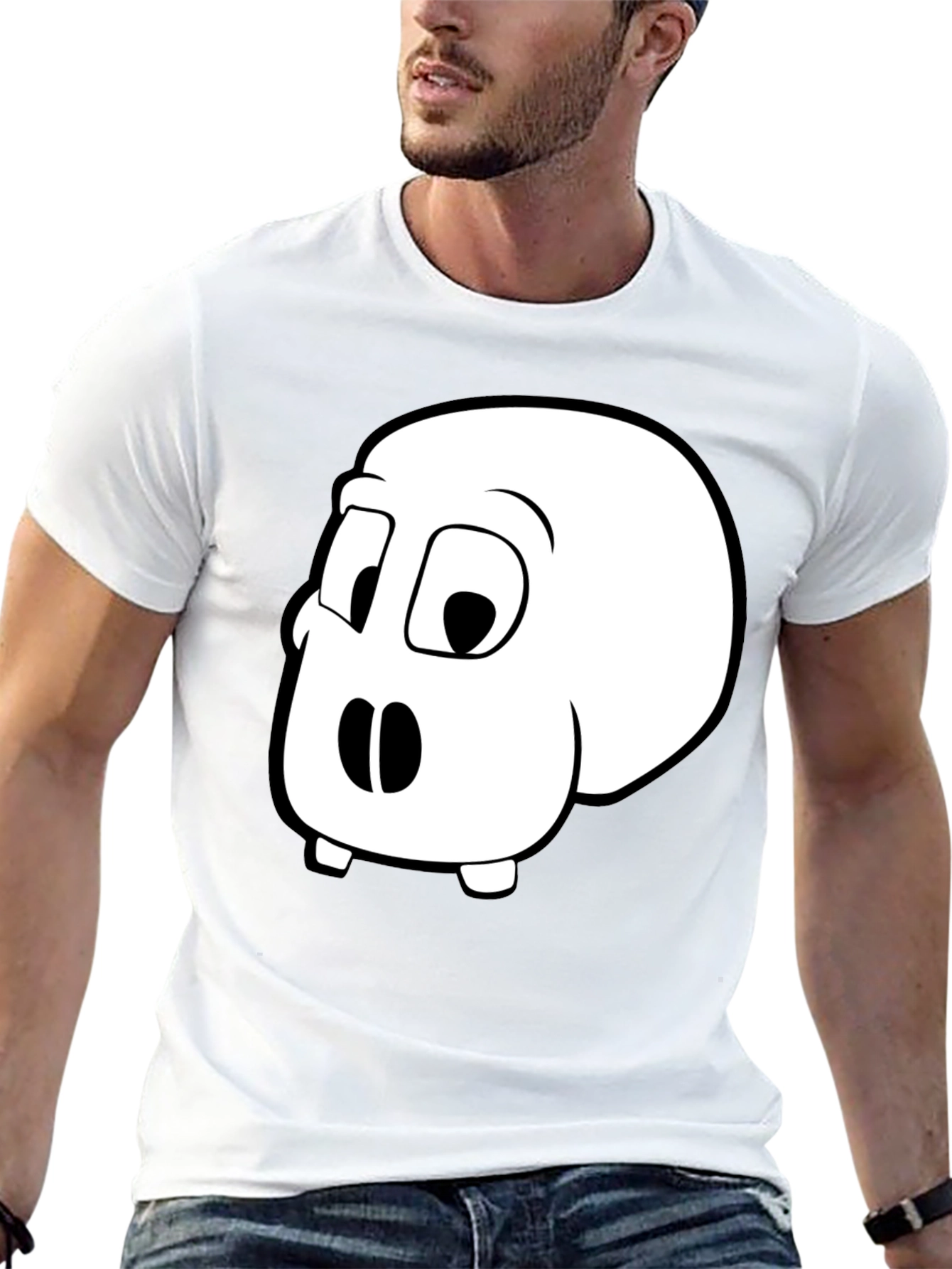 Cartoon Skull Graphic T-Shirt - Black