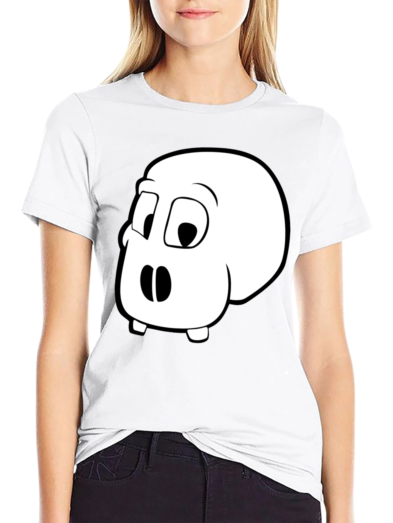Cartoon Skull Graphic T-Shirt - Black
