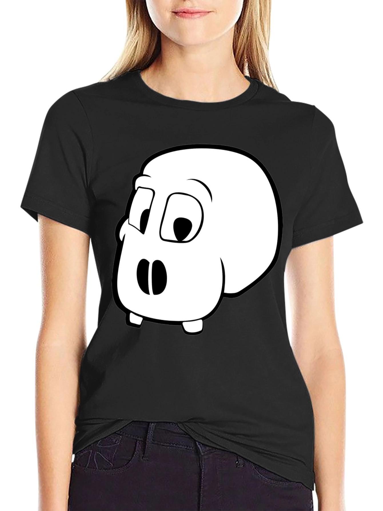 Cartoon Skull Graphic T-Shirt - Black