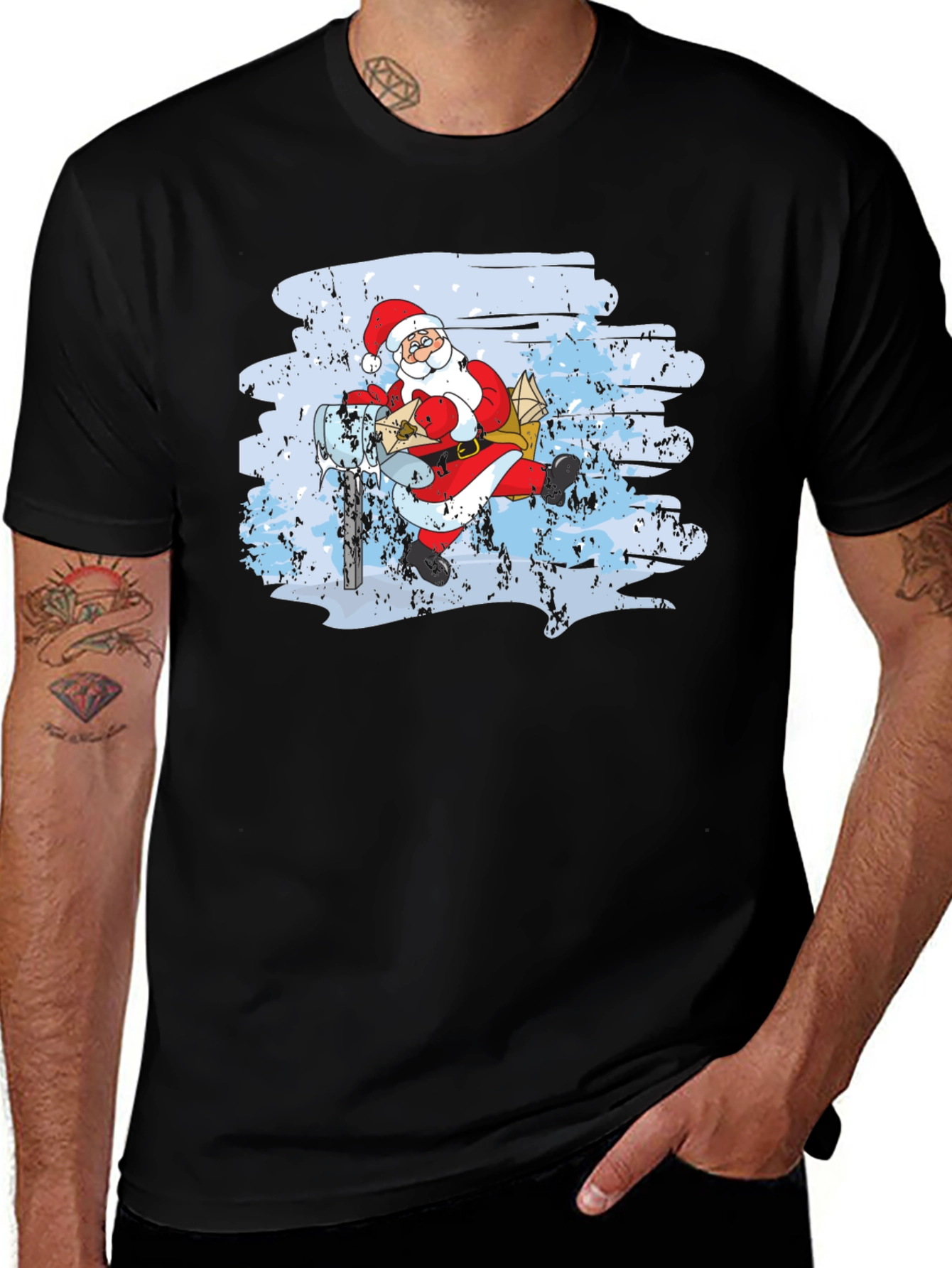 Santa on Scooter Graphic Tee - Holiday Cheer