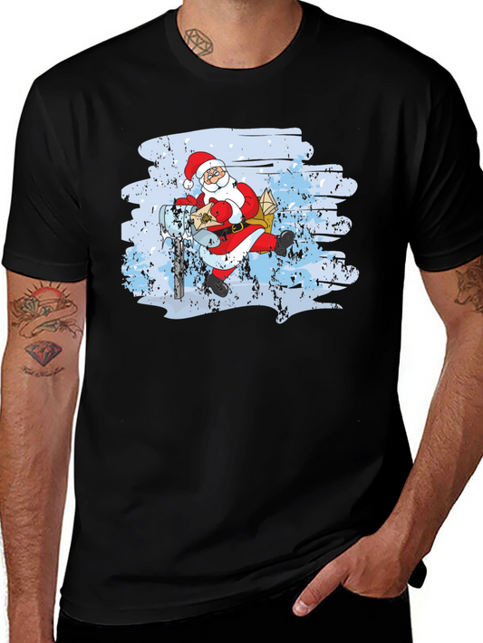 Santa on Scooter Graphic Tee - Holiday Cheer