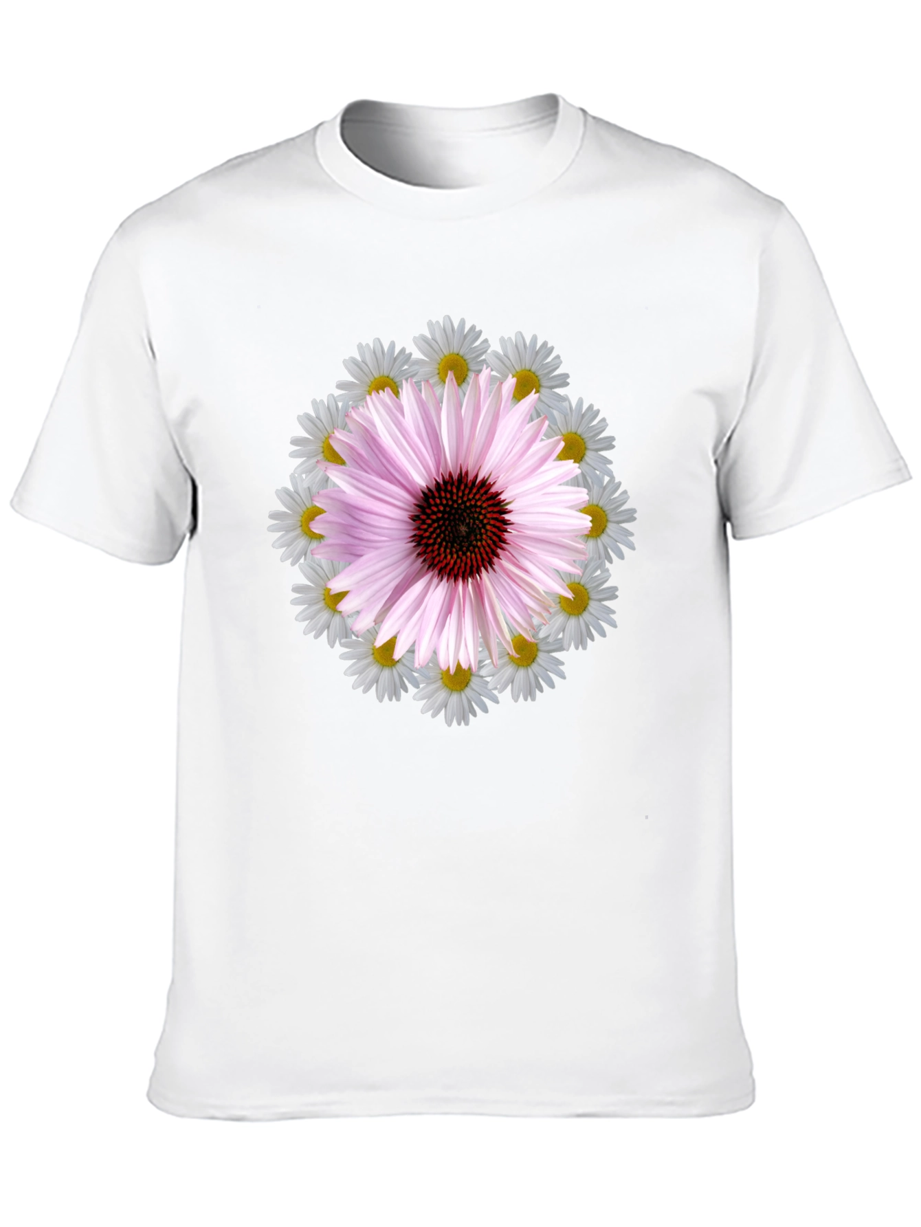Floral Print Tee - Black Cotton Blend T-Shirt
