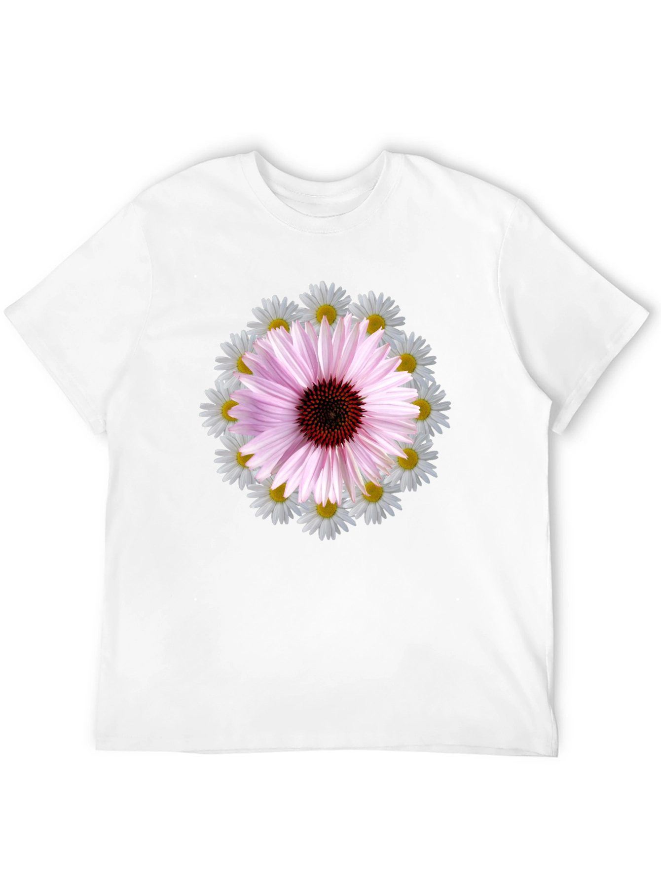 Floral Print Tee - Black Cotton Blend T-Shirt