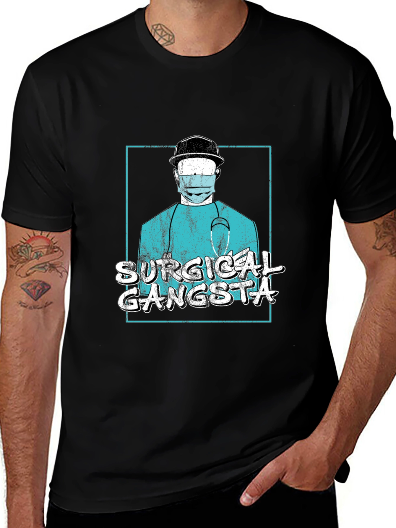 Surgical Gangsta Graphic T-Shirt - Black