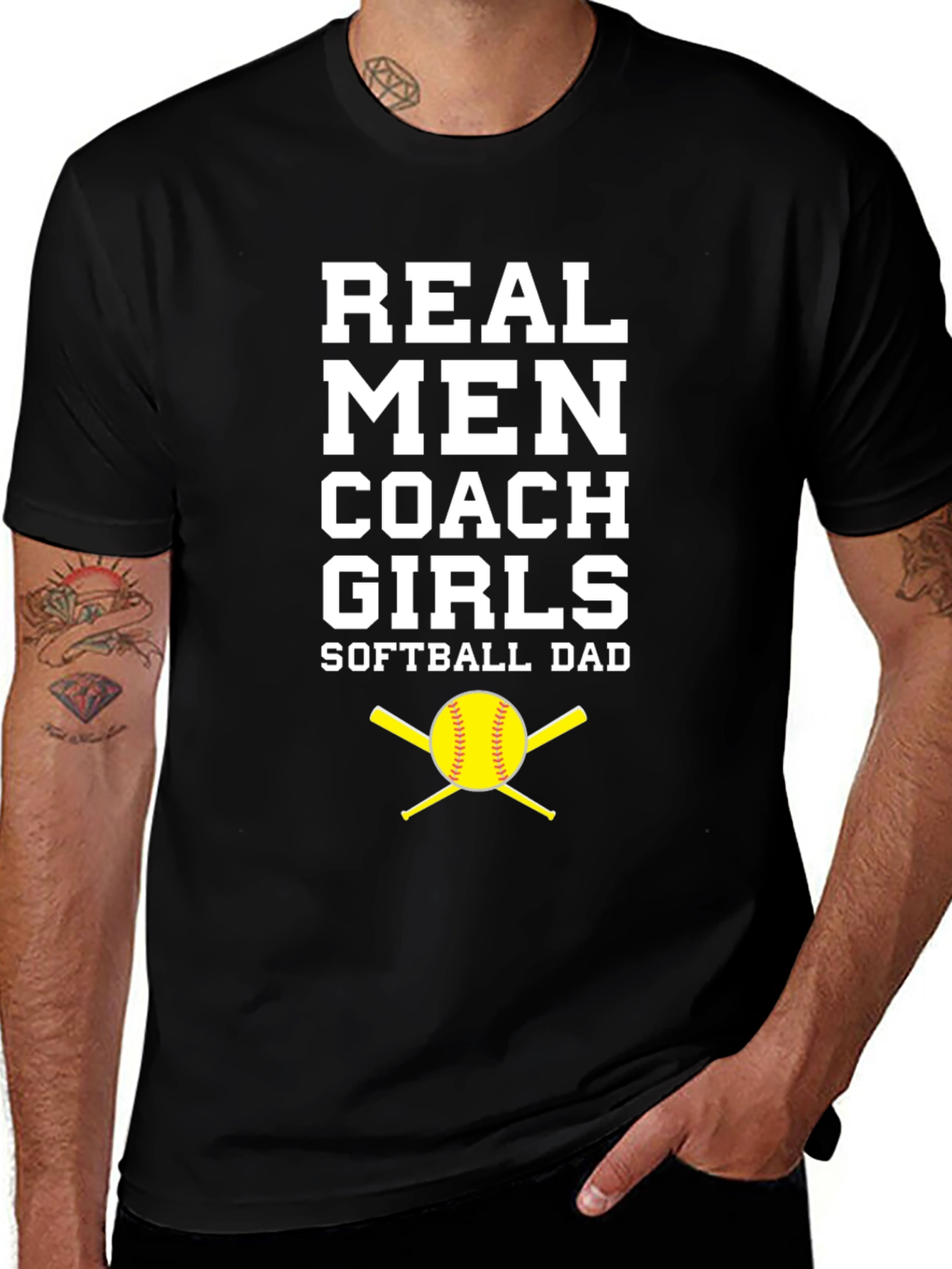 Real Men Coach Girls Softball Dad T-Shirt