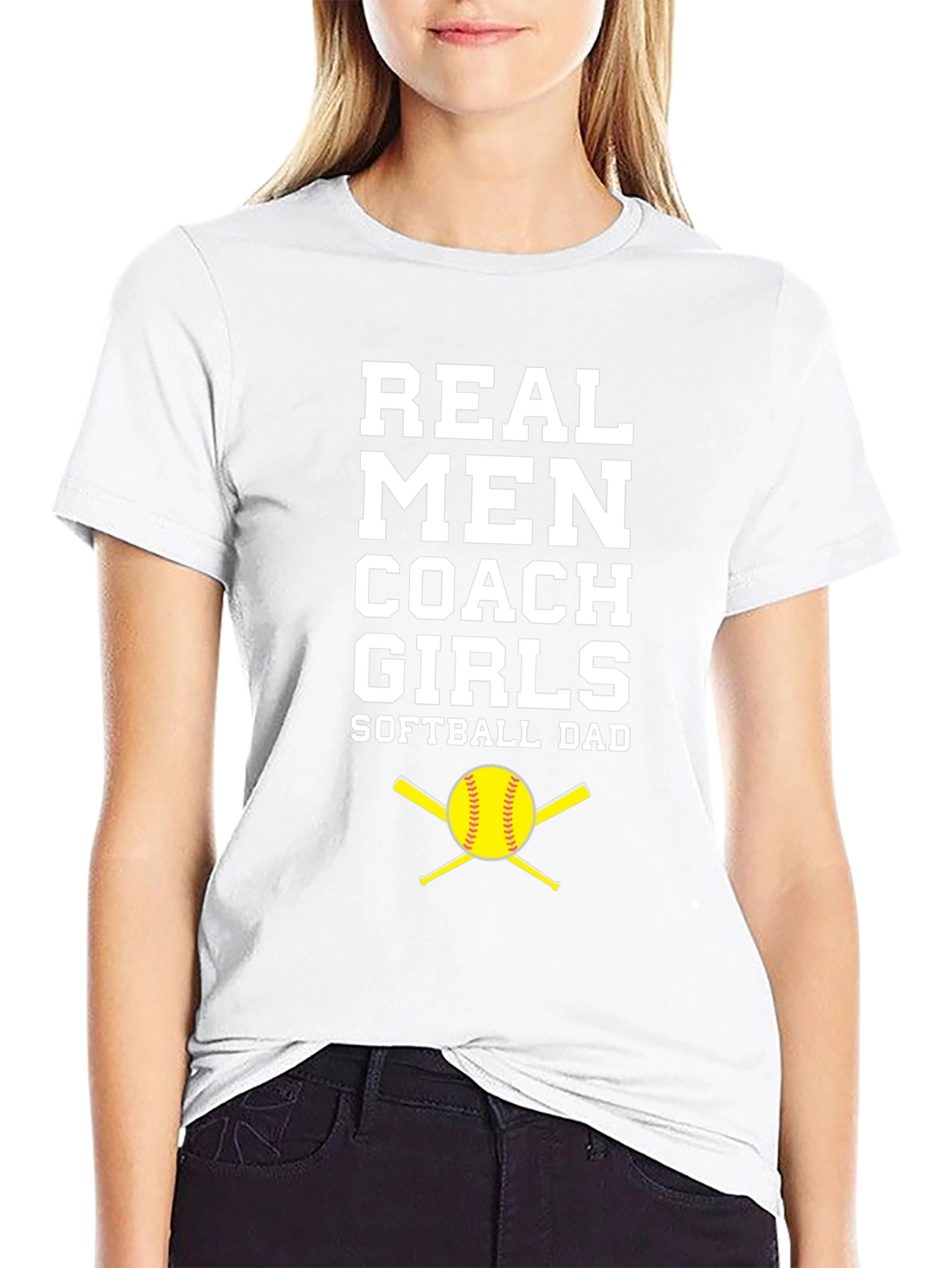 Real Men Coach Girls Softball Dad T-Shirt