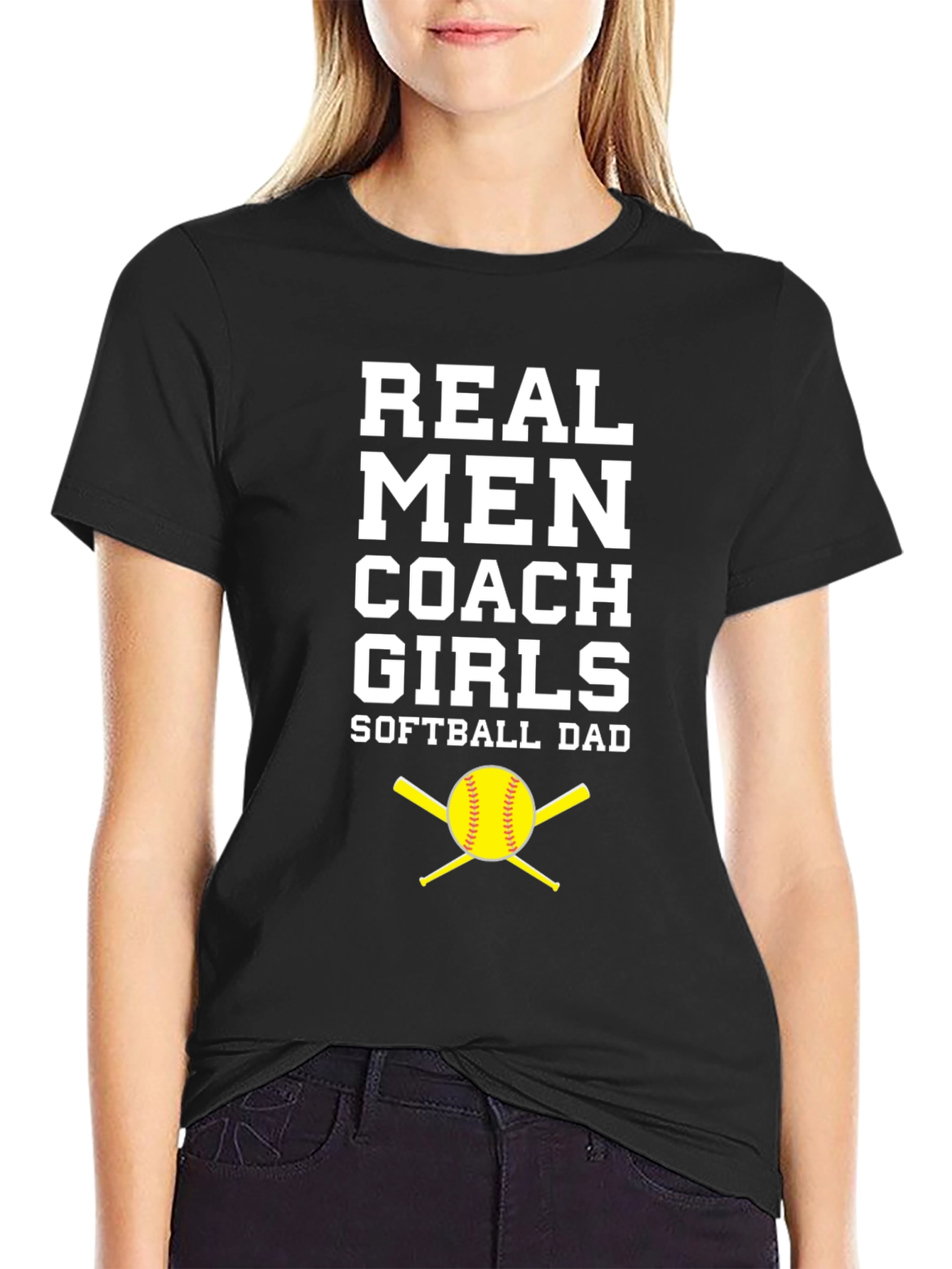 Real Men Coach Girls Softball Dad T-Shirt