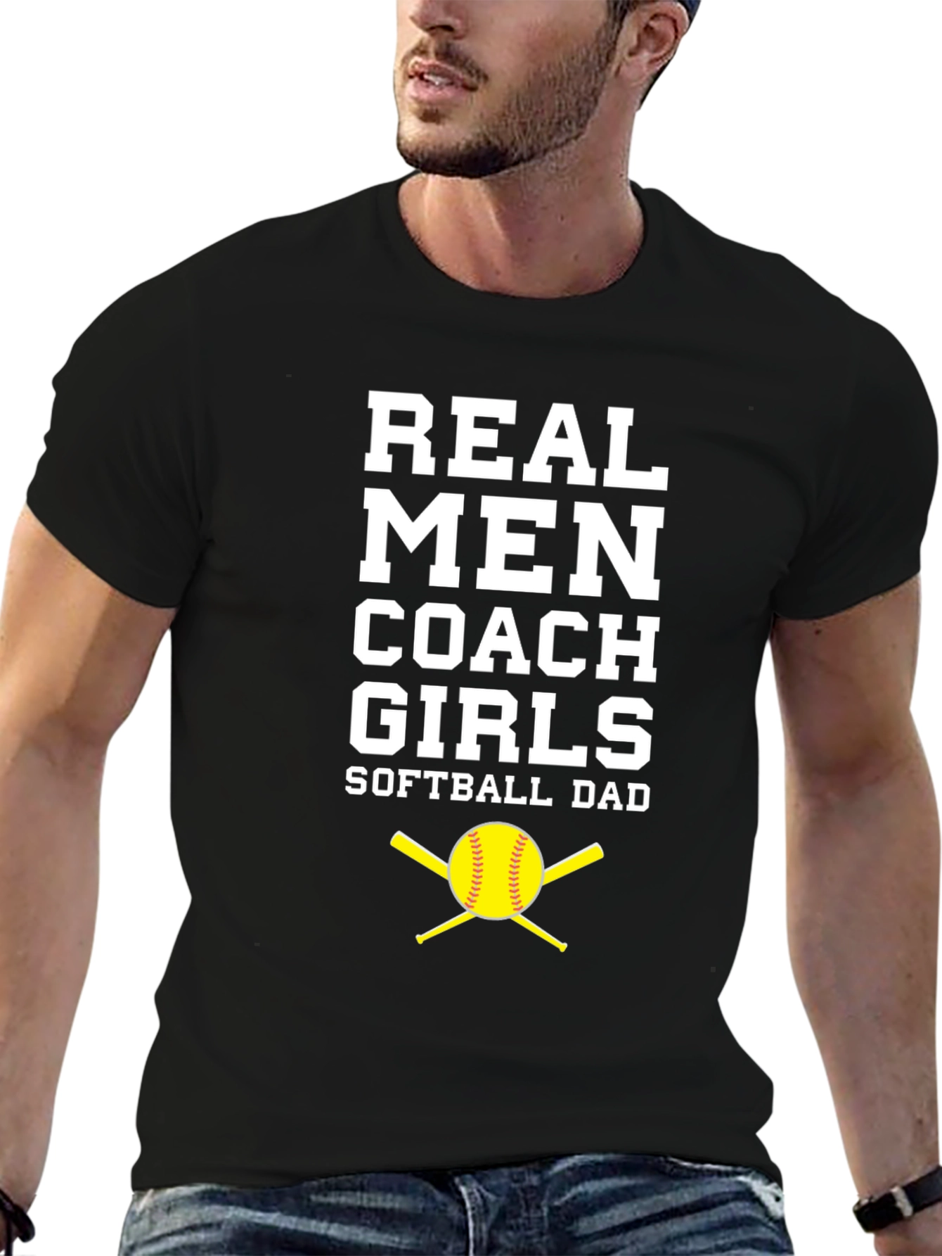 Real Men Coach Girls Softball Dad T-Shirt