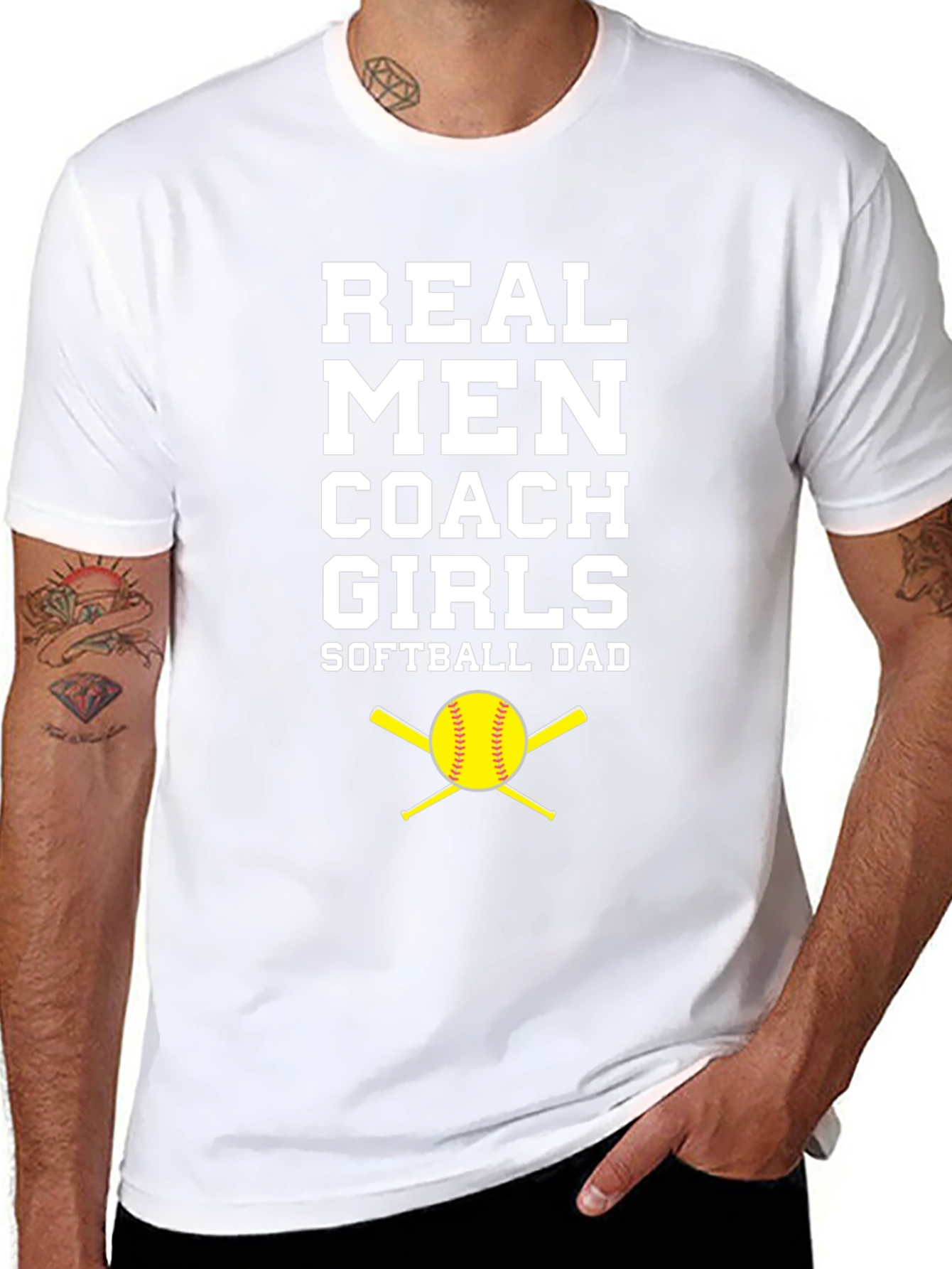 Real Men Coach Girls Softball Dad T-Shirt