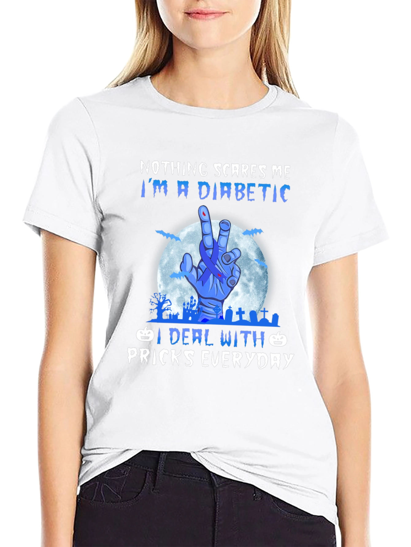 Diabetic Halloween T-Shirt - Nothing Scares Me Design