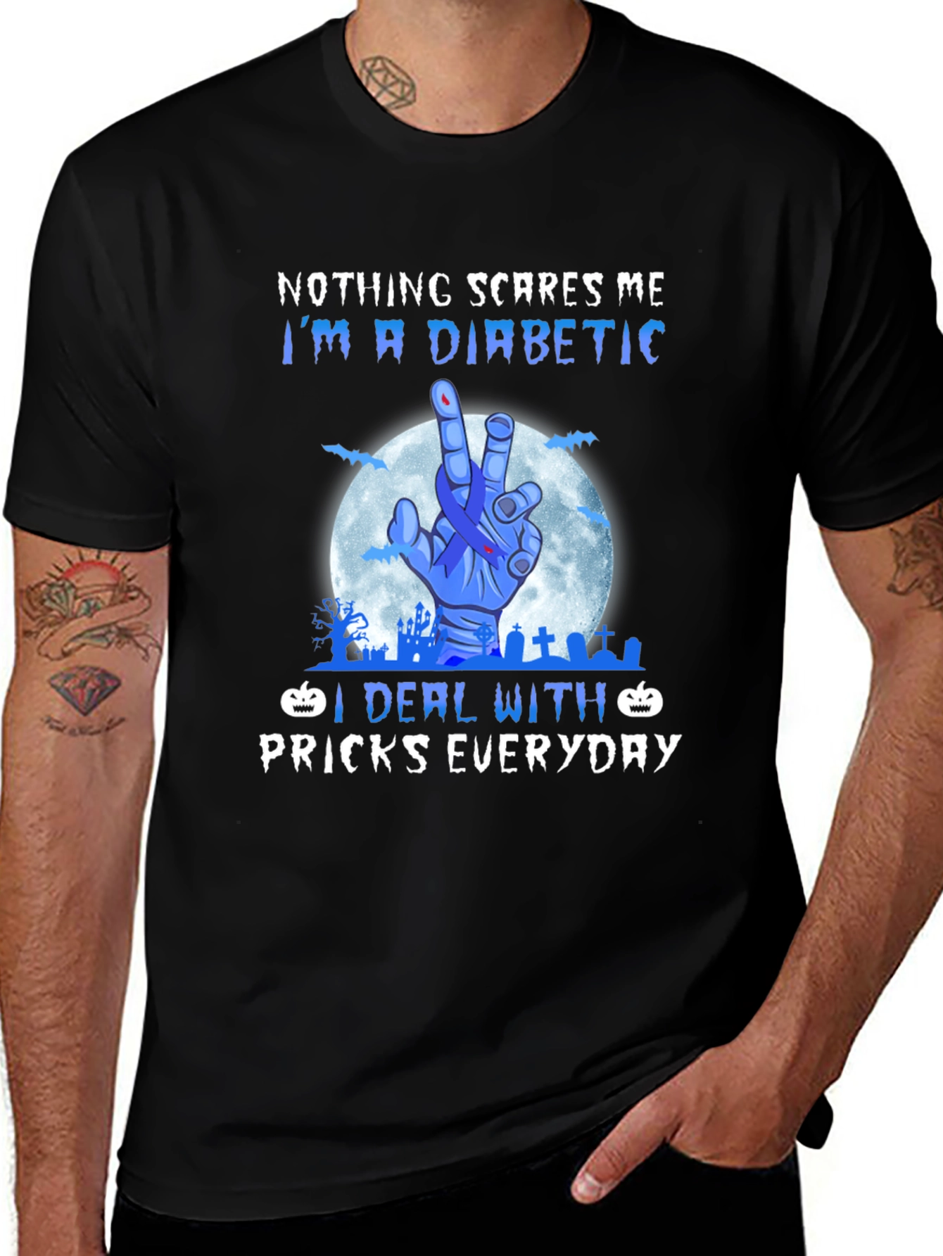 Diabetic Halloween T-Shirt - Nothing Scares Me Design